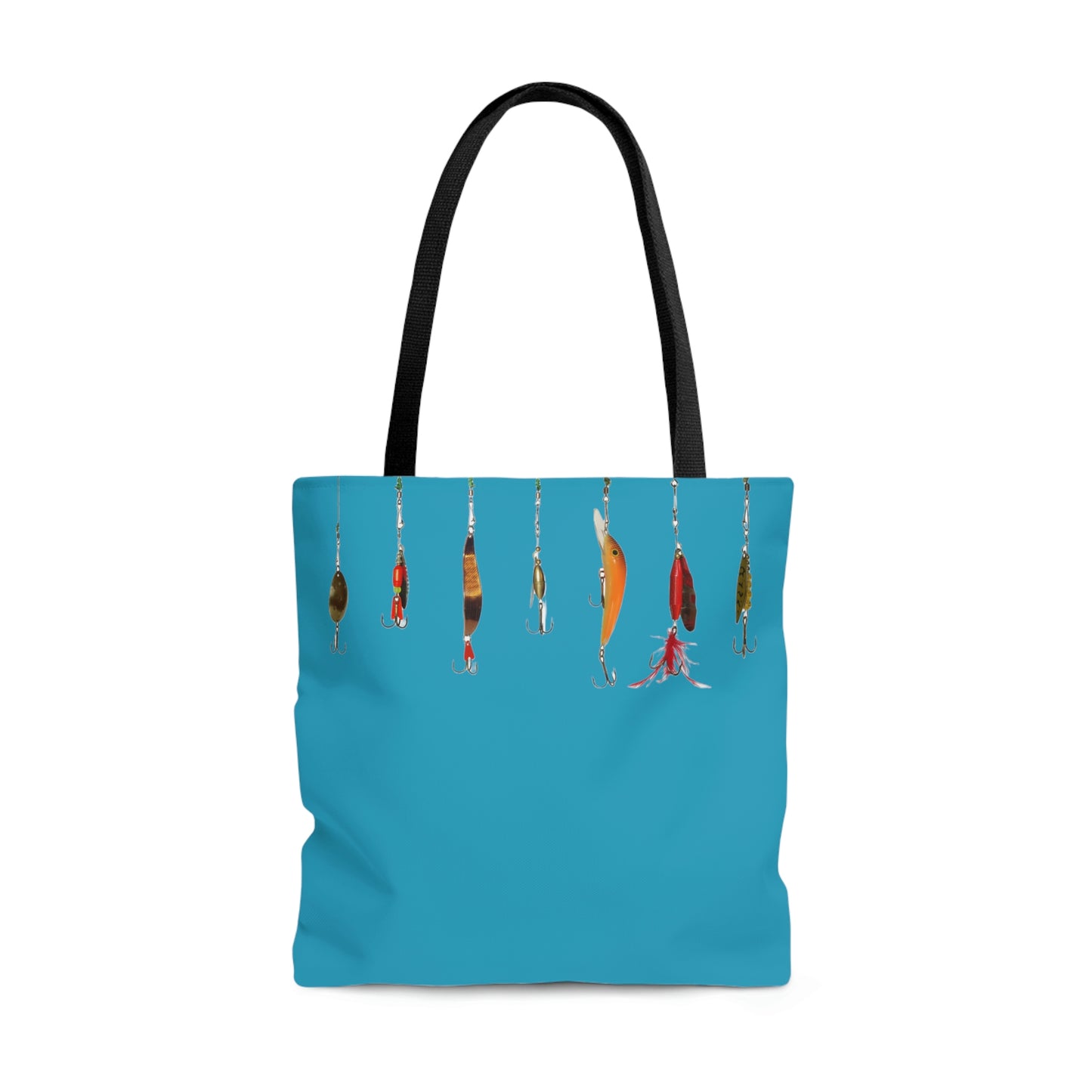 Fishing Theme Boat / Beach Bag - Lures - Turquoise AOP Tote Bag