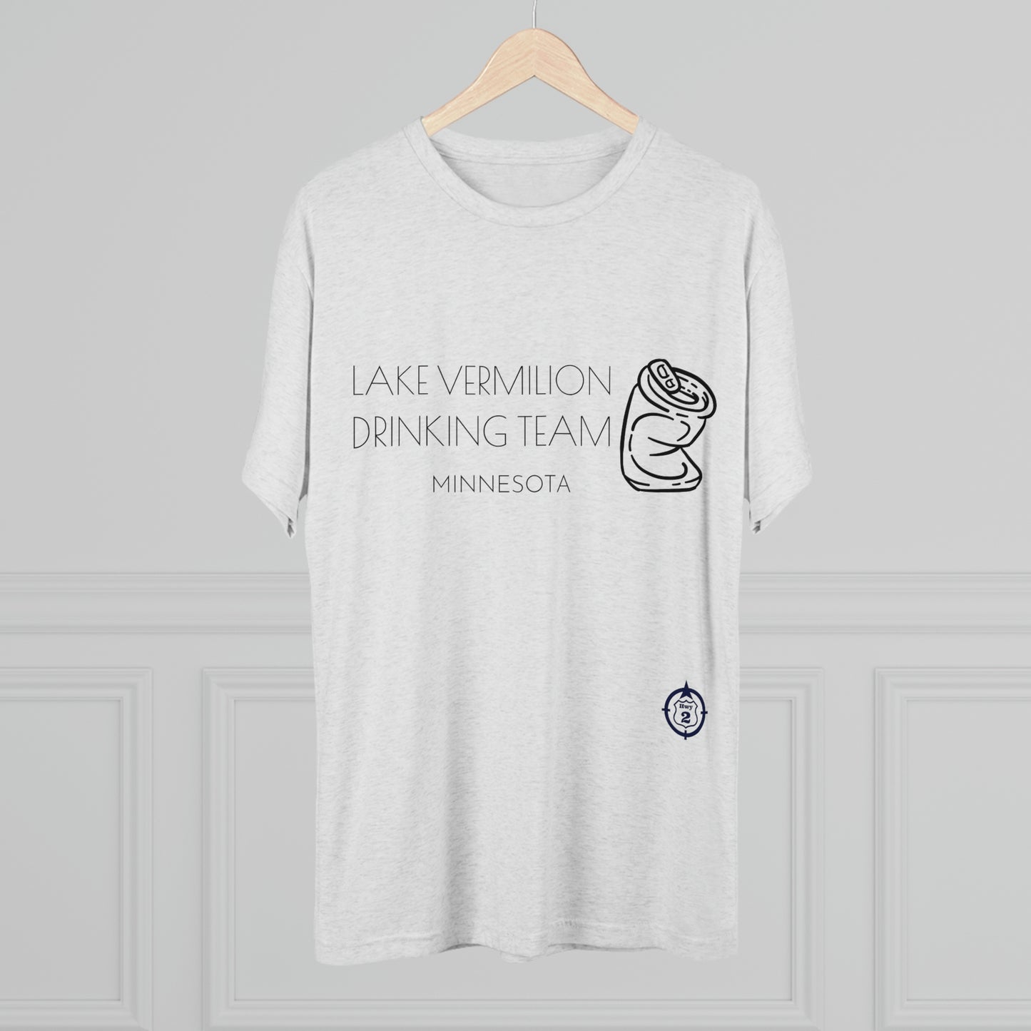 Lake Vermilion - Drinking Team - Crushed Can - Dark Graphic - Unisex Tri-Blend Crew Tee