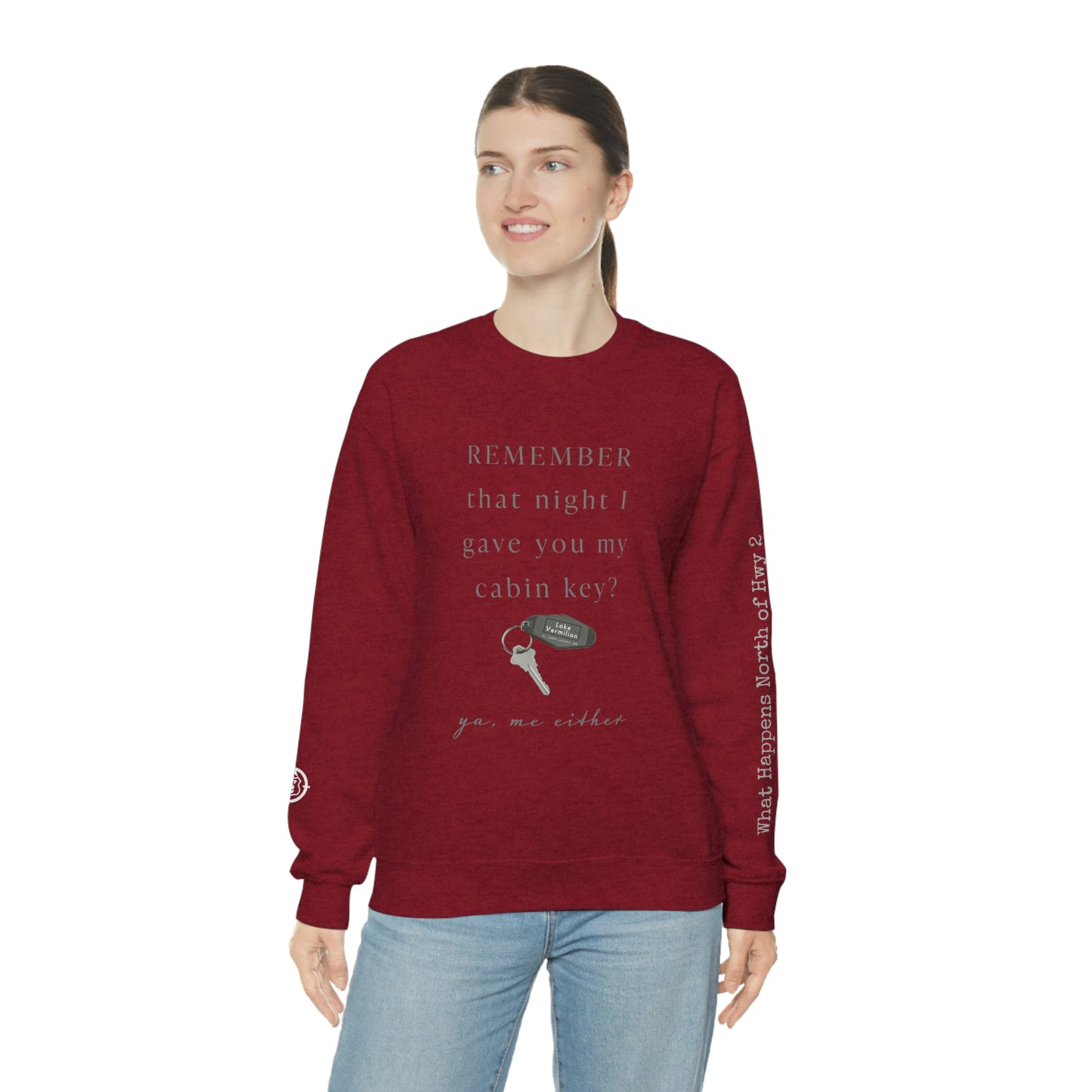 Remember That Night - Cabin Key - Lake Vermilion - North of Hwy 2 - Unisex Heavy Blend™ Crewneck Sweatshirt