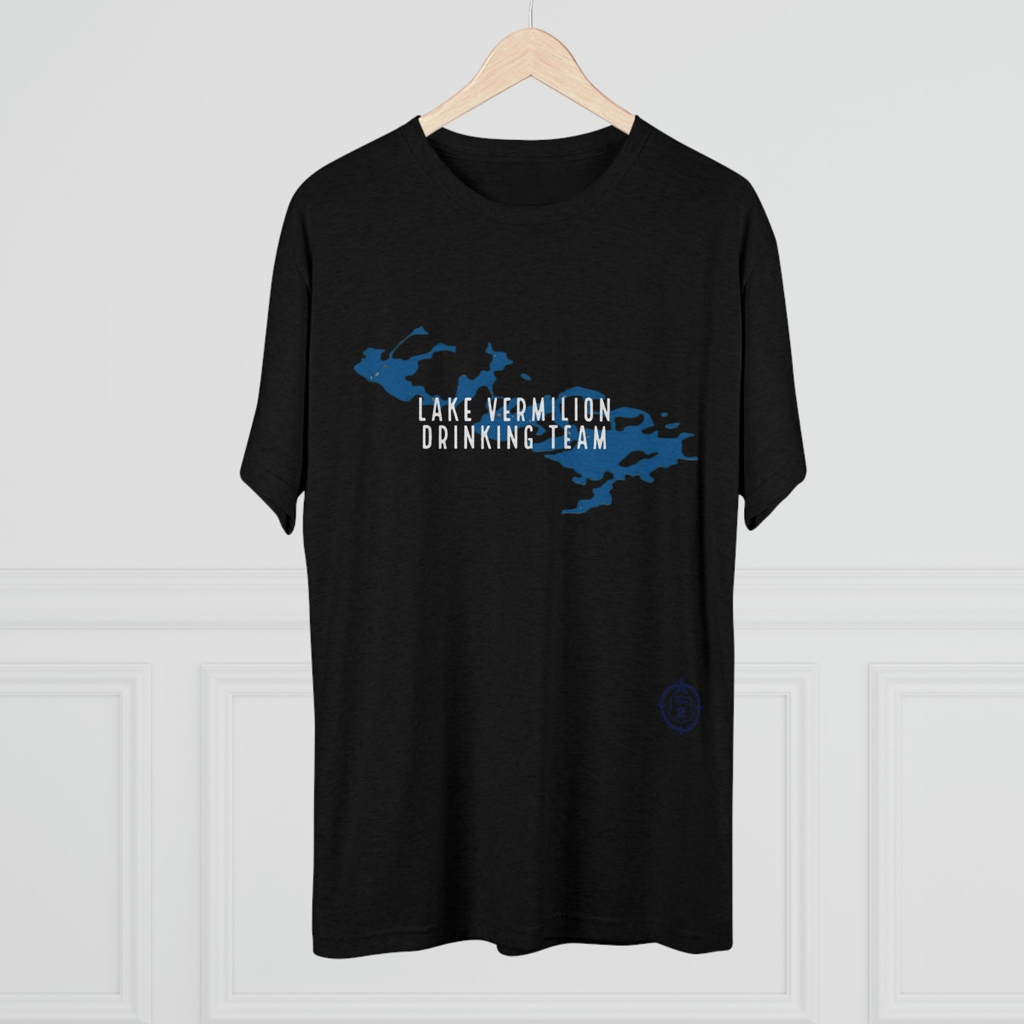 Lake Vermilion - Drinking Team - Lake Image - White Graphic - Unisex Tri-Blend Crew Tee