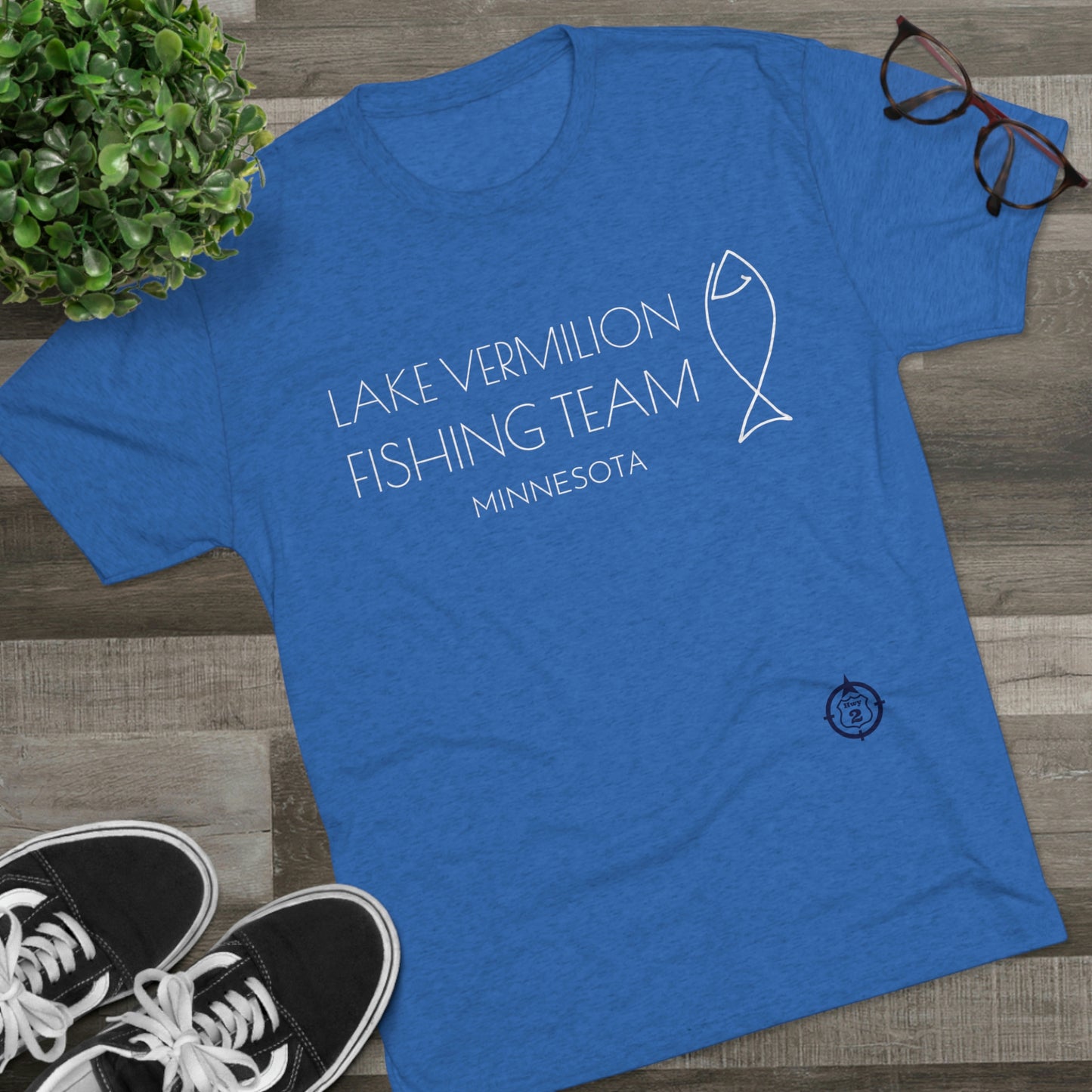 Lake Vermilion - Fishing Team - White Graphic - Unisex Tri-Blend Crew Tee