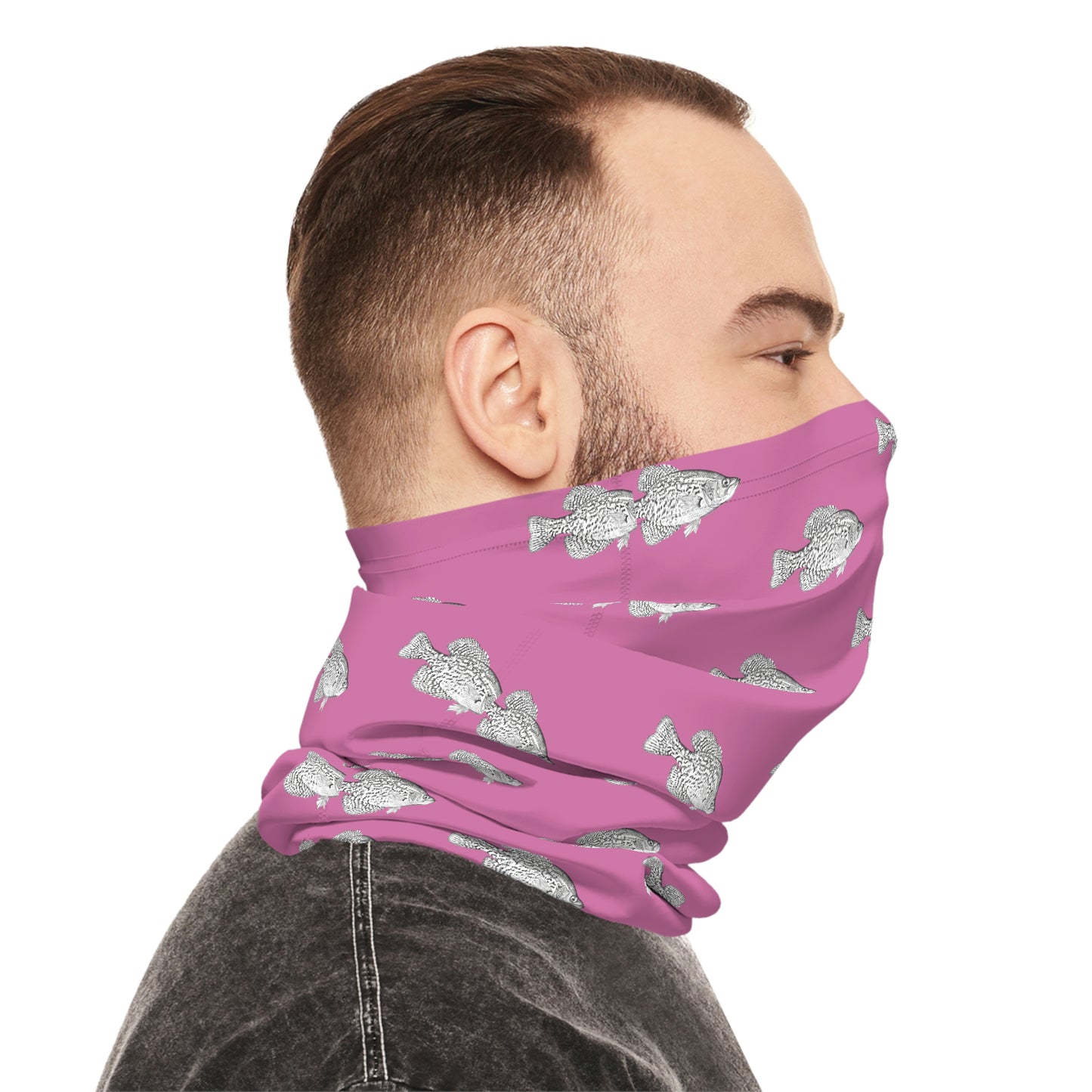 Summer Weather - Crappie - Pattern - Fishing / Boating Lightweight Neck Gaiter - Pink