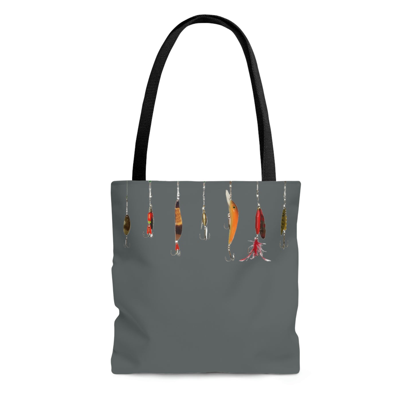 Fishing Theme Boat / Beach Bag - Lures - Dark Grey AOP Tote Bag