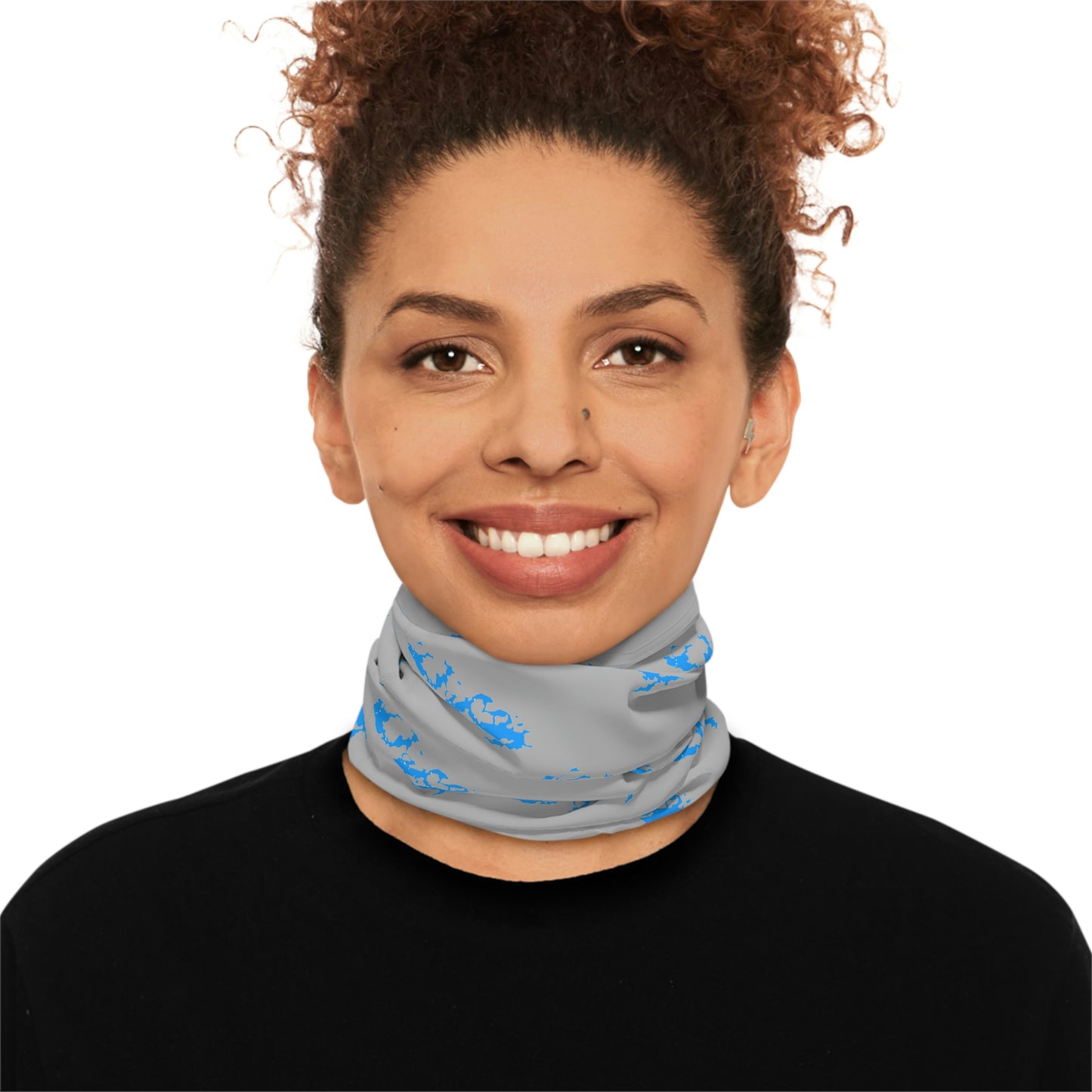 Summer Weather - Lake Vermilion - MN - Pattern - Fishing / Boating Lightweight Neck Gaiter - Grey