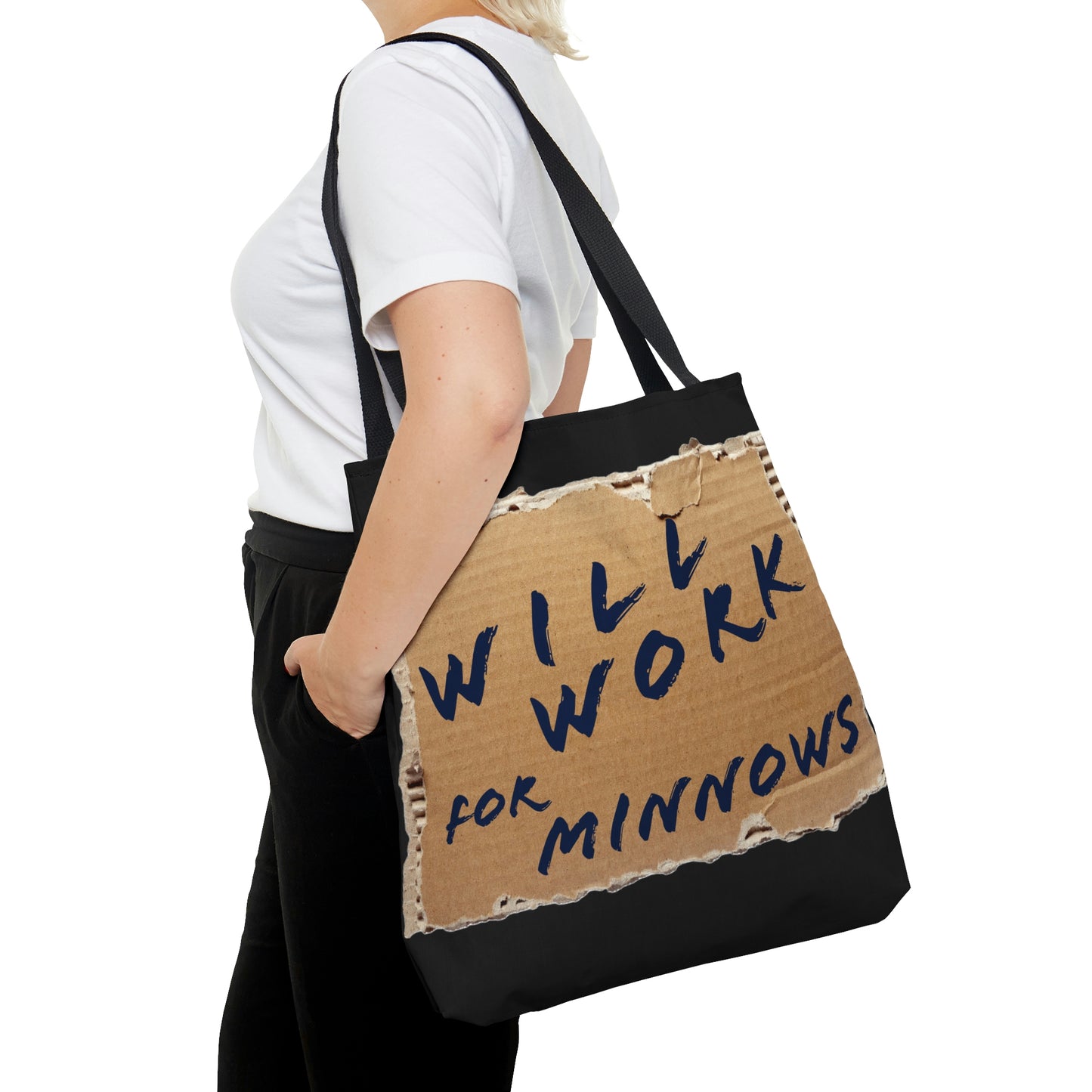 Will Work For Minnows - Fishing Theme - Boat / Beach Bag - AOP Tote Bag