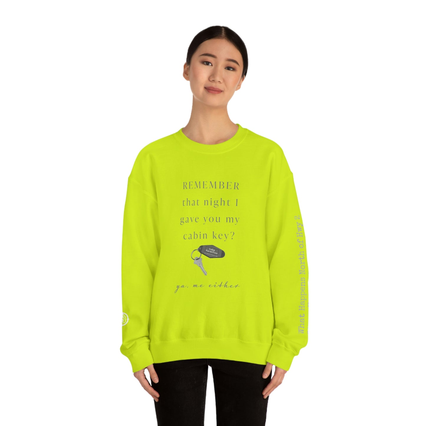 Remember That Night - Cabin Key - Lake Vermilion - North of Hwy 2 - Unisex Heavy Blend™ Crewneck Sweatshirt