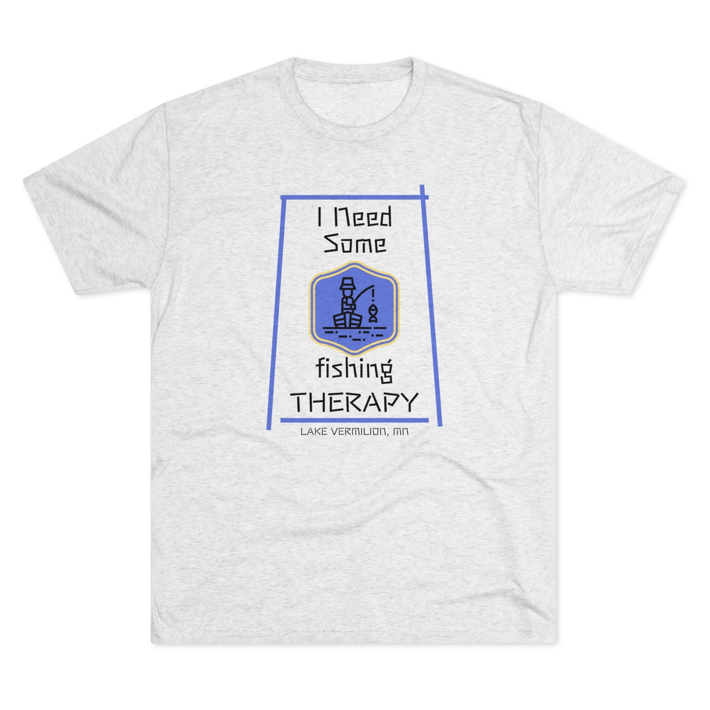 Fishing Therapy - Blue Accents - Lake Vermilion - Unisex Tri-Blend Crew Tee
