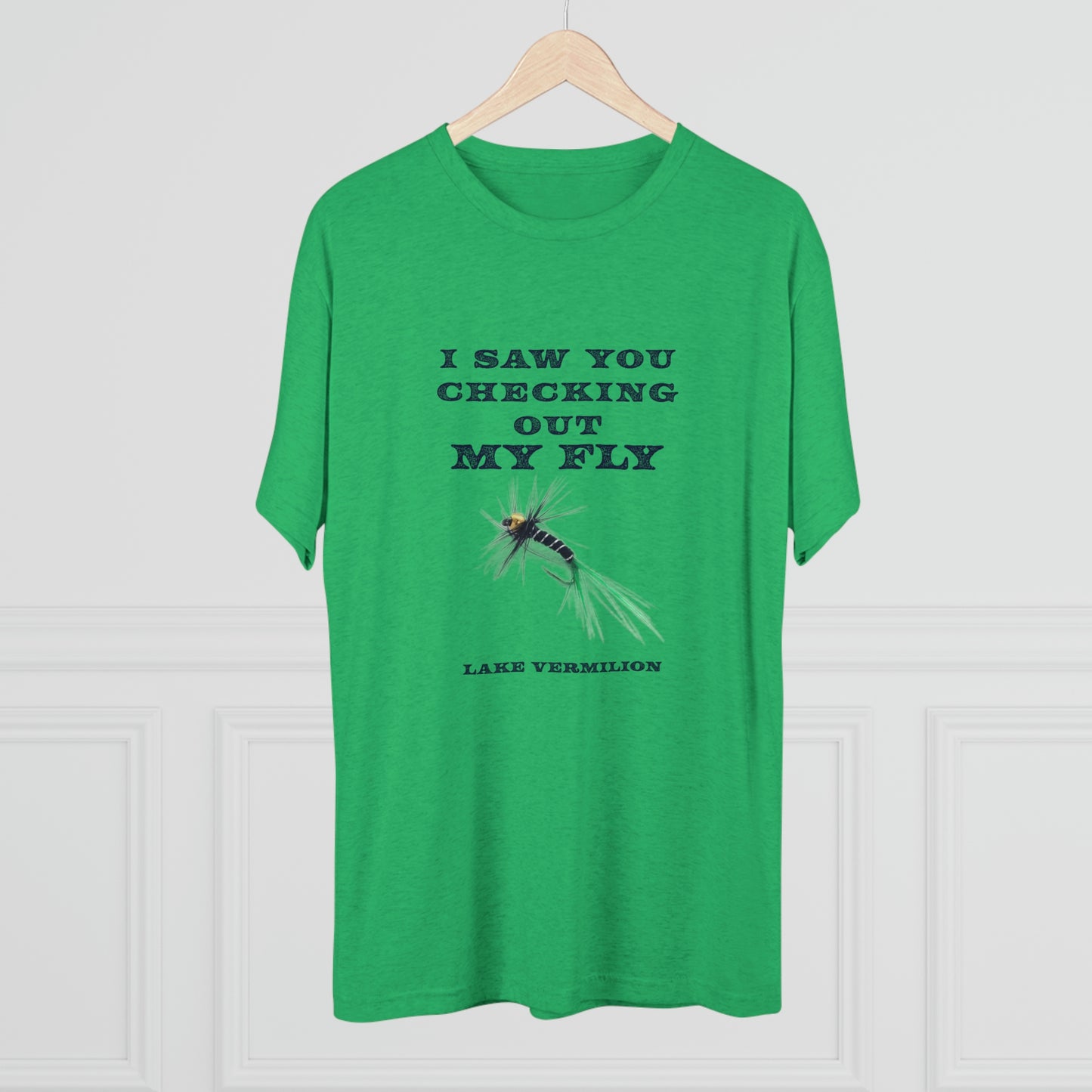 Checking Out My Fly - Lake Vermilion Fishing - Unisex Tri-Blend Crew Tee