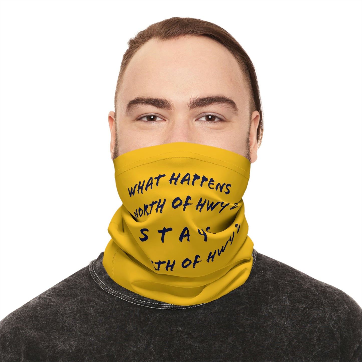 Summer Weather - North of Hwy 2- Fishing / Boating Lightweight Neck Gaiter - Yellow