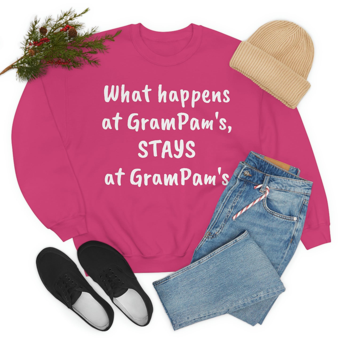 What happens at GramPam's, STAYS at GramPam's - Unisex Heavy Blend™ Crewneck Sweatshirt