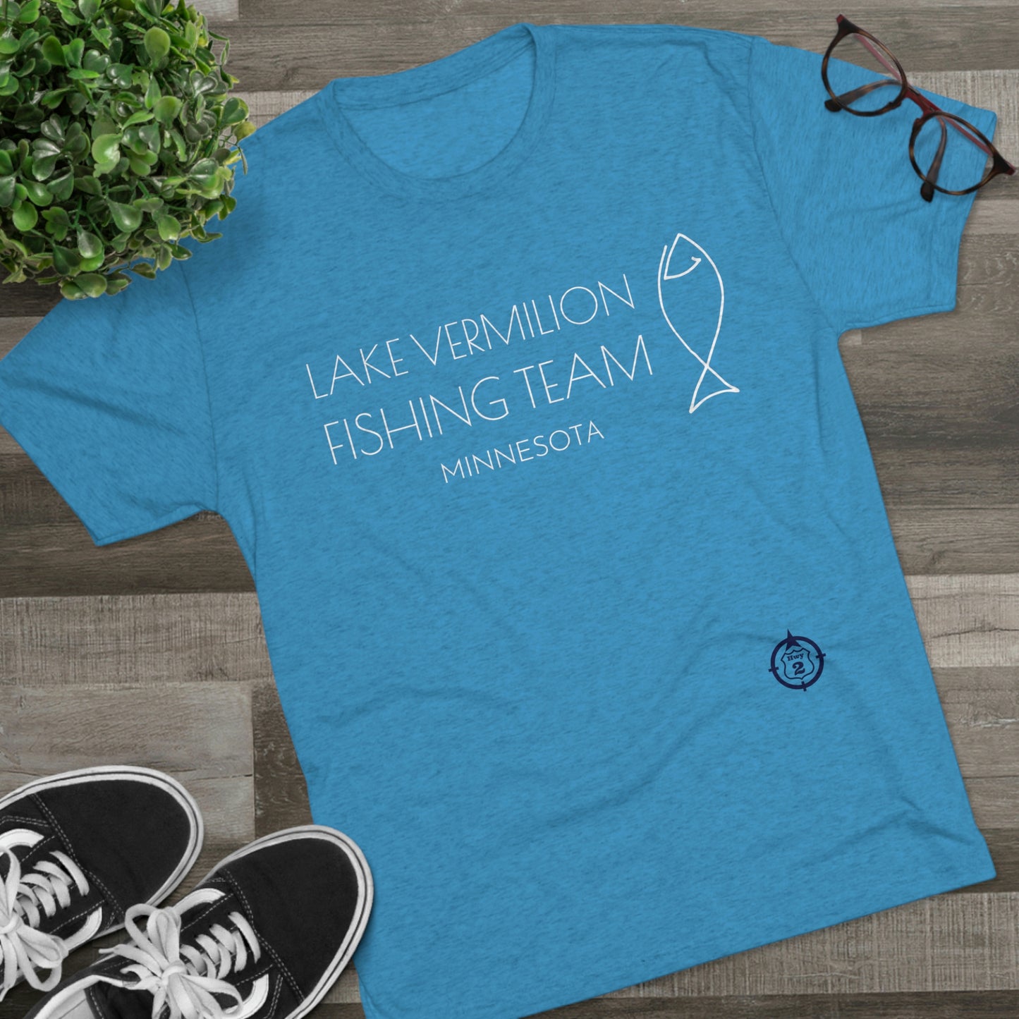 Lake Vermilion - Fishing Team - White Graphic - Unisex Tri-Blend Crew Tee