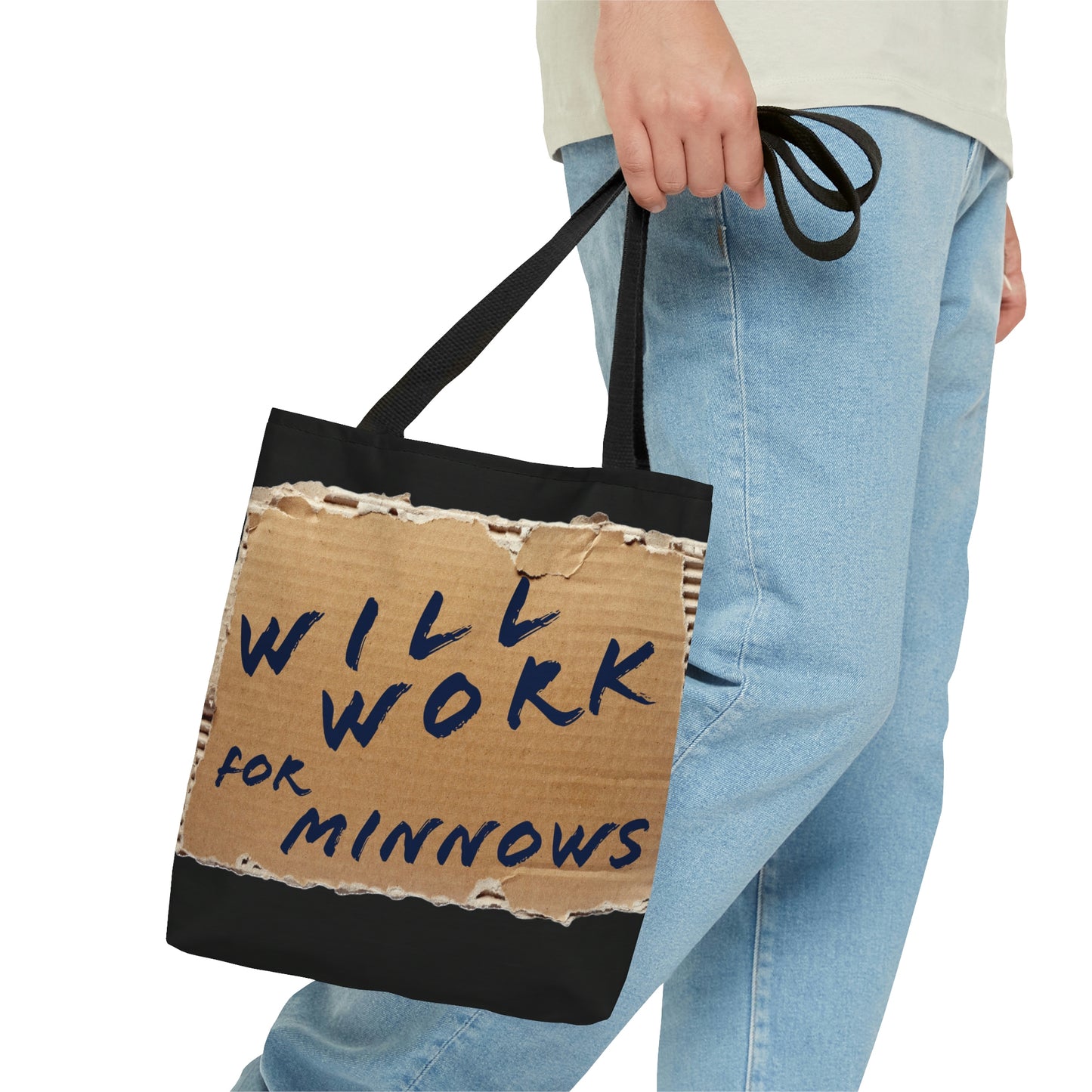 Will Work For Minnows - Fishing Theme - Boat / Beach Bag - AOP Tote Bag