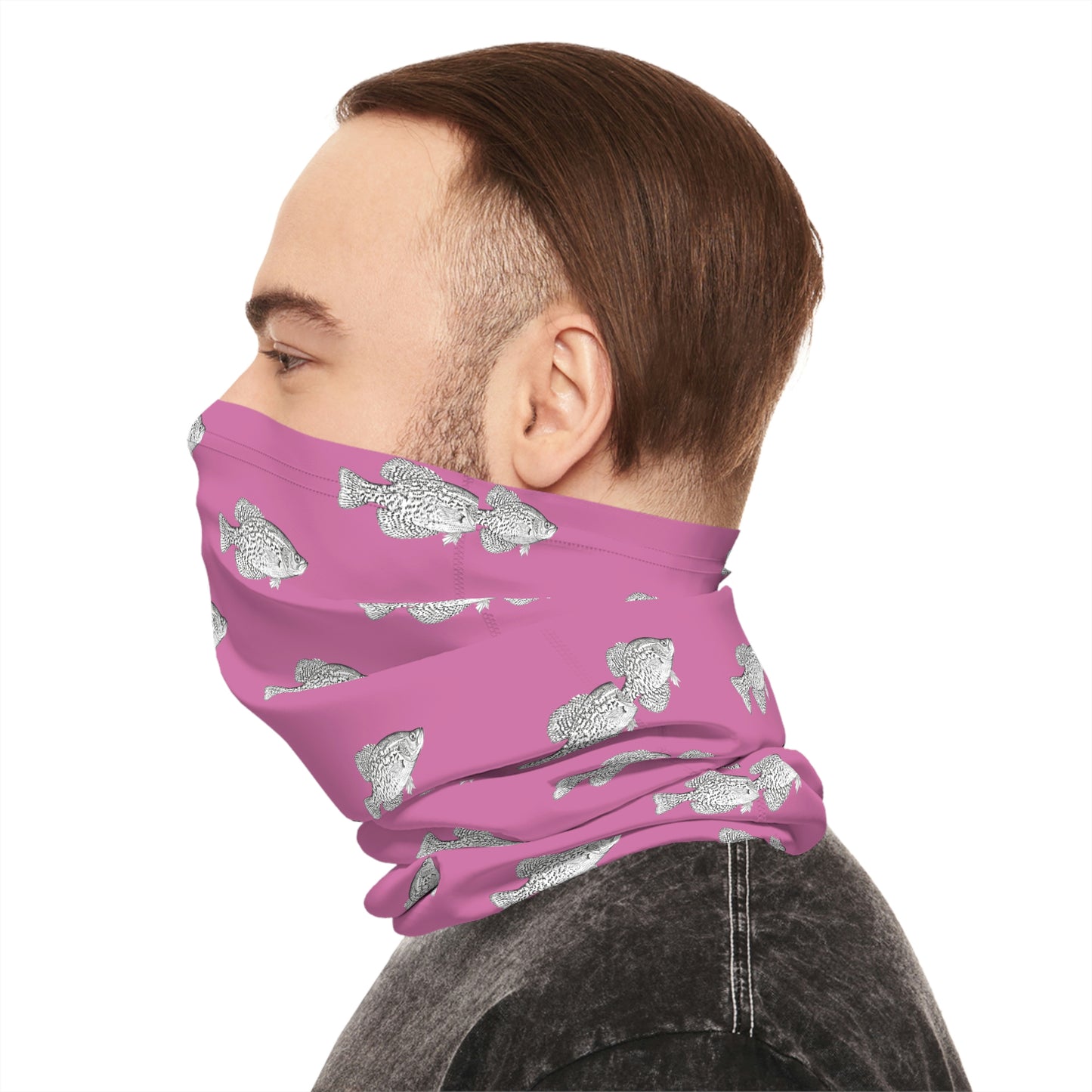 Summer Weather - Crappie - Pattern - Fishing / Boating Lightweight Neck Gaiter - Pink