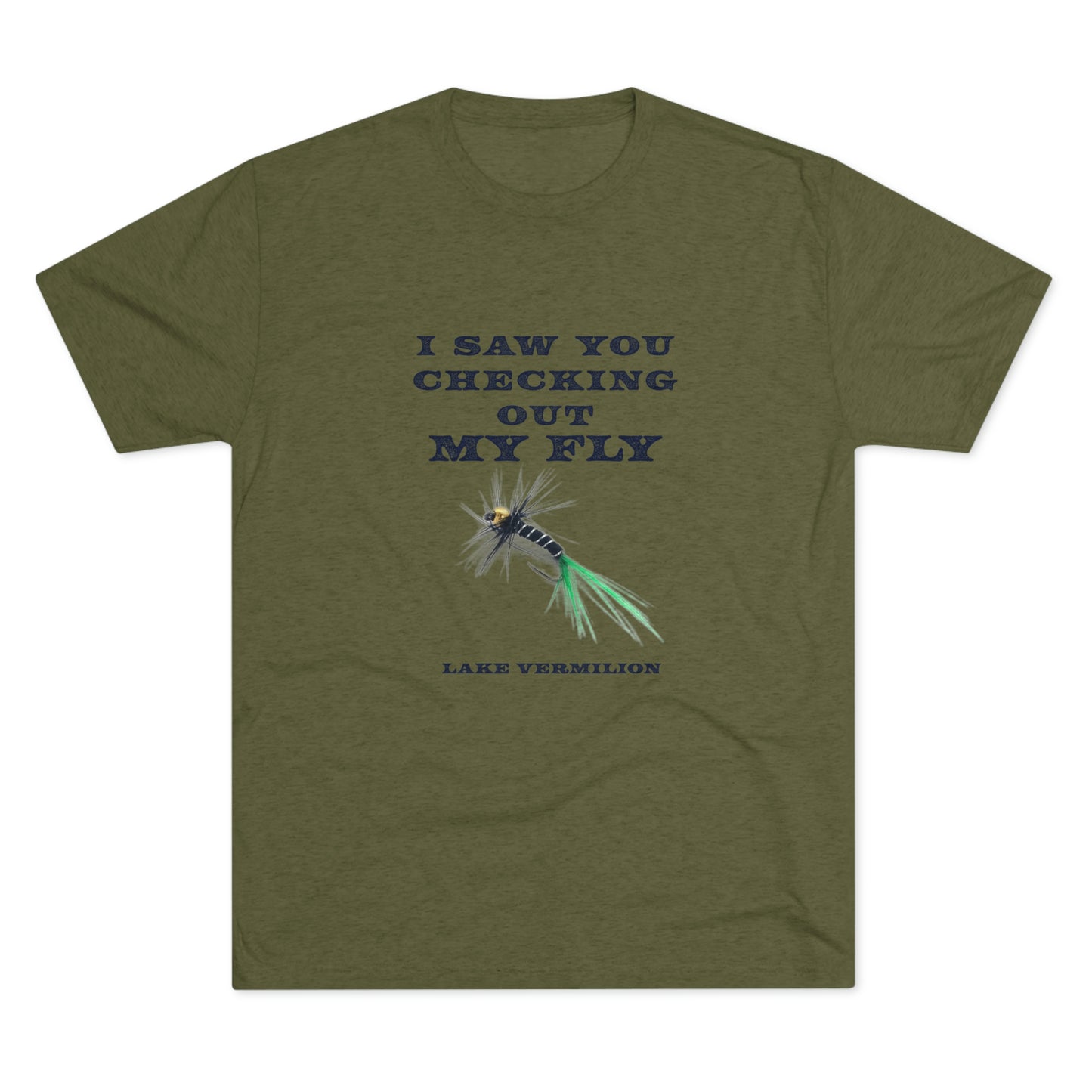 Checking Out My Fly - Lake Vermilion Fishing - Unisex Tri-Blend Crew Tee