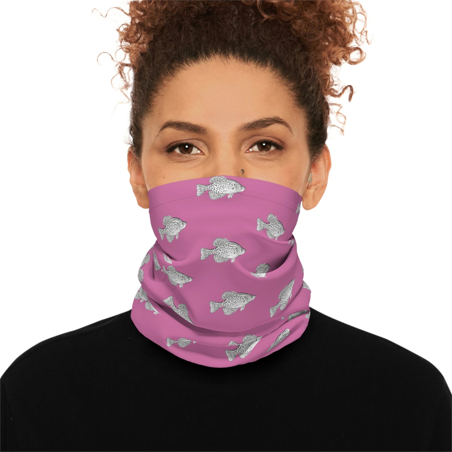 Summer Weather - Crappie - Pattern - Fishing / Boating Lightweight Neck Gaiter - Pink