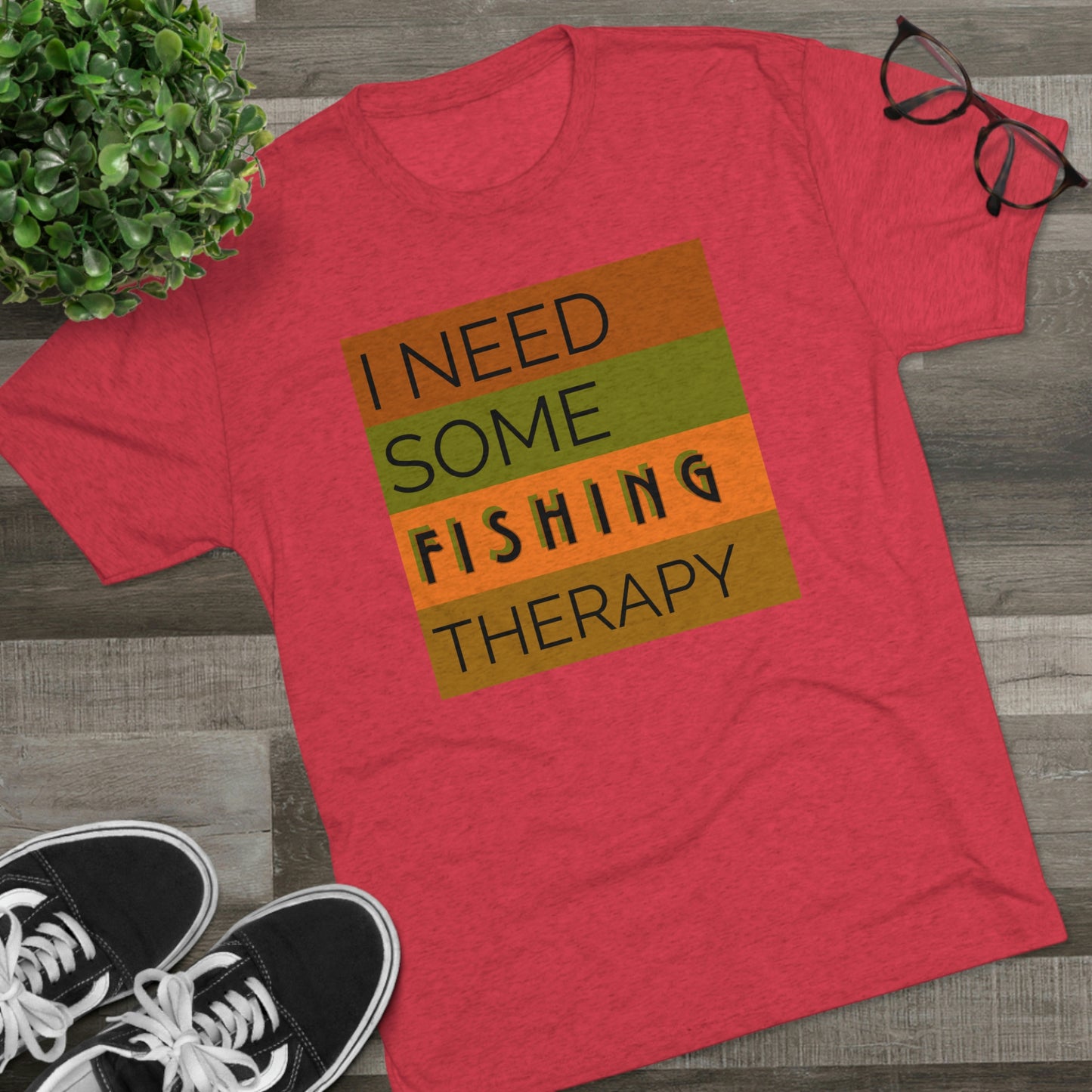 Fishing Therapy - Unisex Tri-Blend Crew Tee