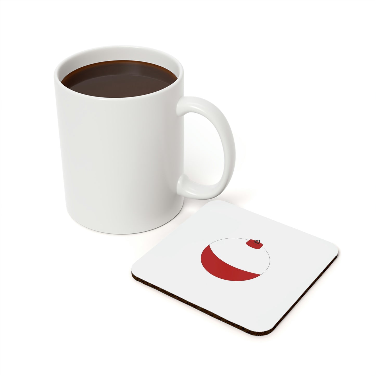 Traditional Red & White Bobber - Cork Back Coaster