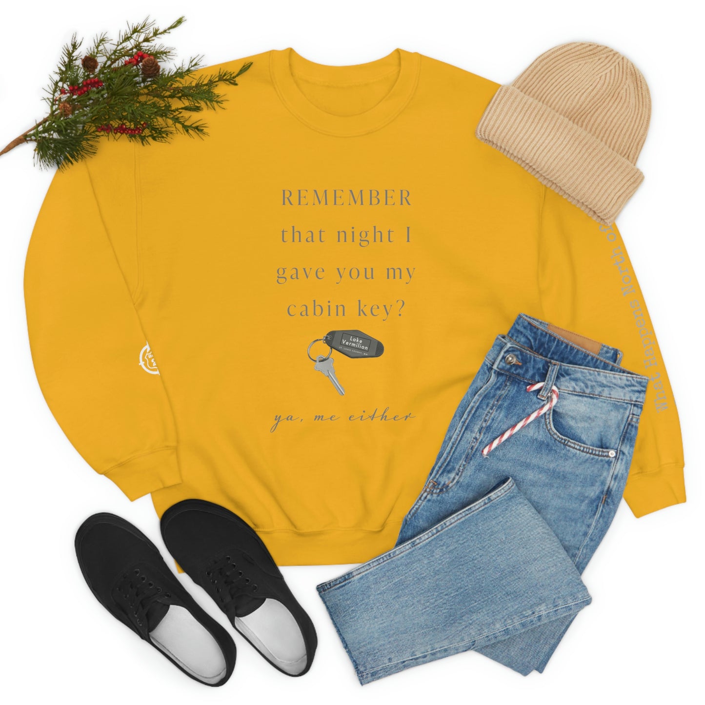 Remember That Night - Cabin Key - Lake Vermilion - North of Hwy 2 - Unisex Heavy Blend™ Crewneck Sweatshirt