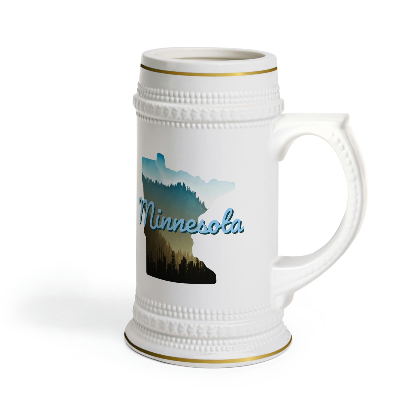 Minnesota - Blue Gradient Forest - Beer Stein Mug