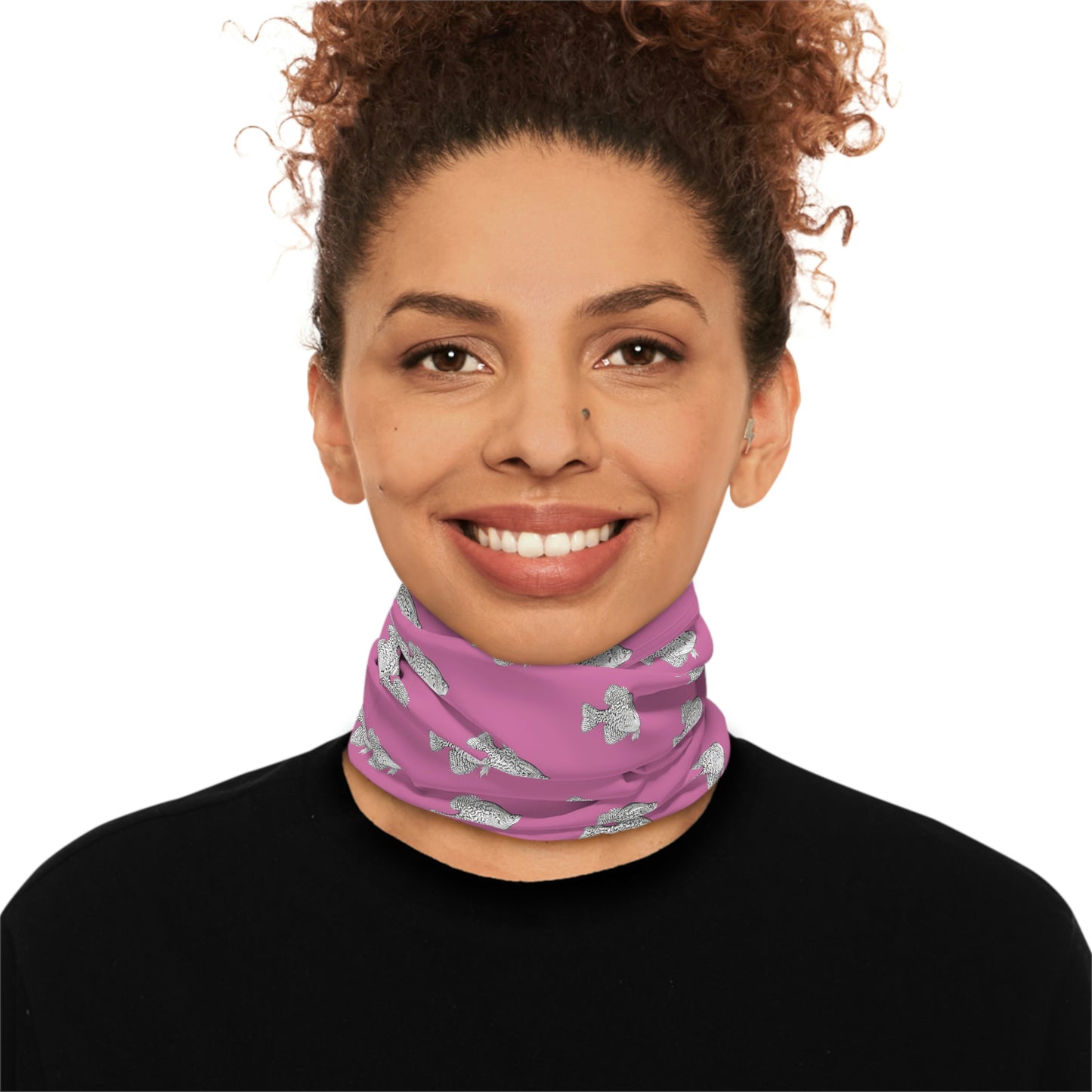 Summer Weather - Crappie - Pattern - Fishing / Boating Lightweight Neck Gaiter - Pink