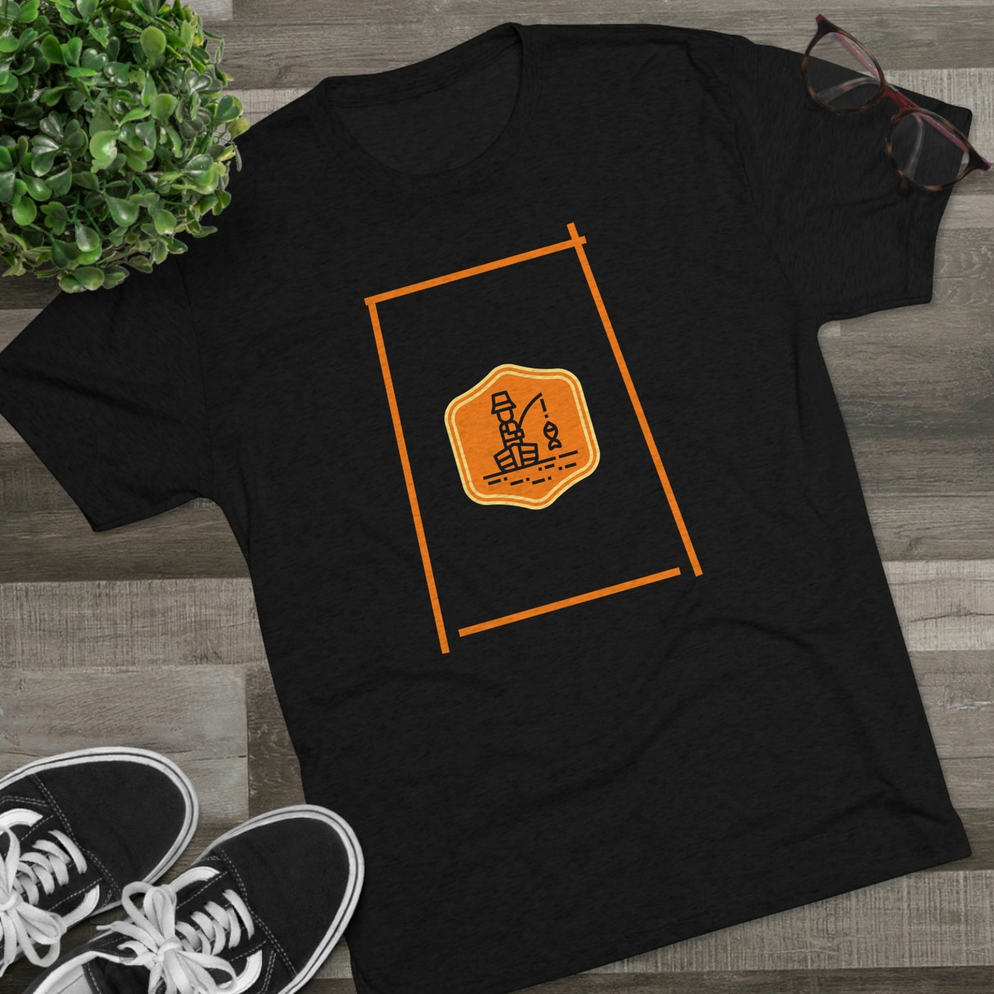 Fishing Therapy - Orange Accents - Lake Vermilion - Unisex Tri-Blend Crew Tee