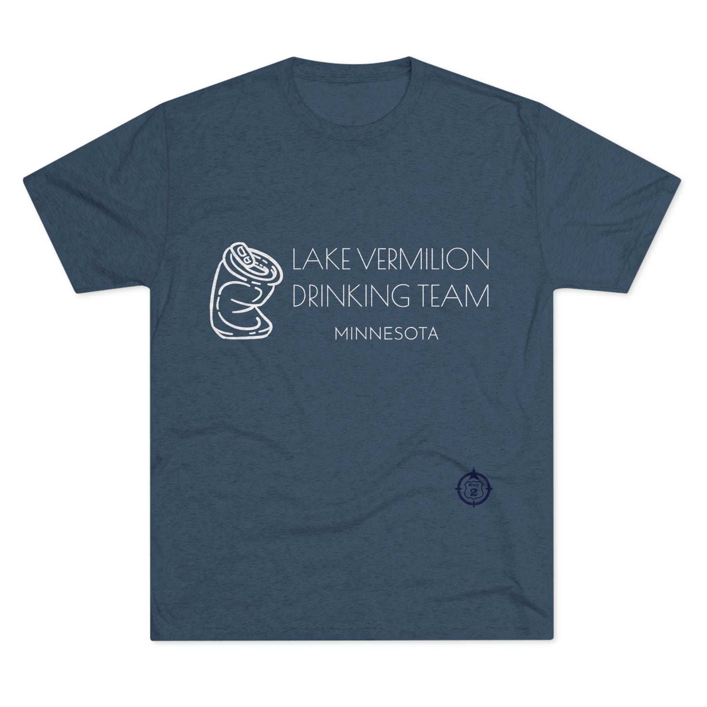 Lake Vermilion - Drinking Team - Crushed Can - White Graphic - Unisex Tri-Blend Crew Tee