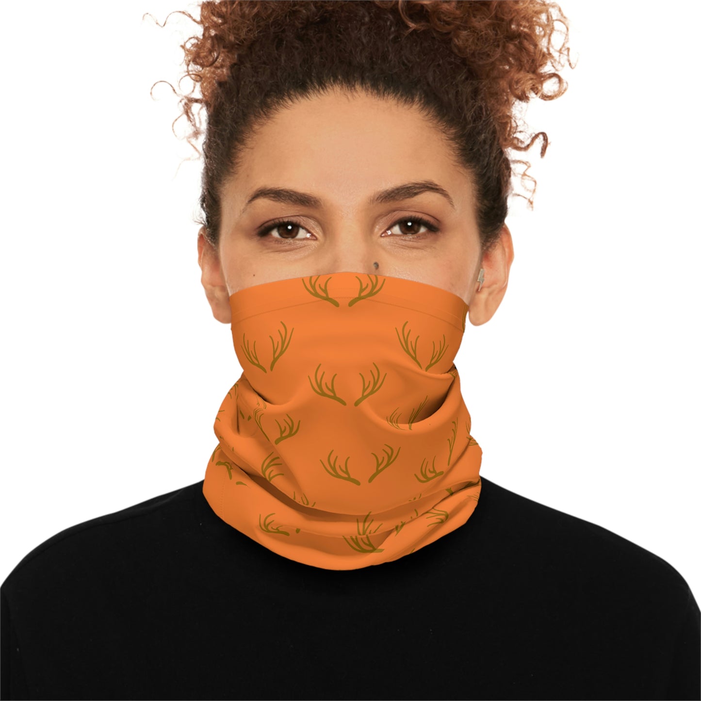 Summer / Fall Weather - Antler Pattern - Fishing / Boating / Hunting Lightweight Neck Gaiter - Orange