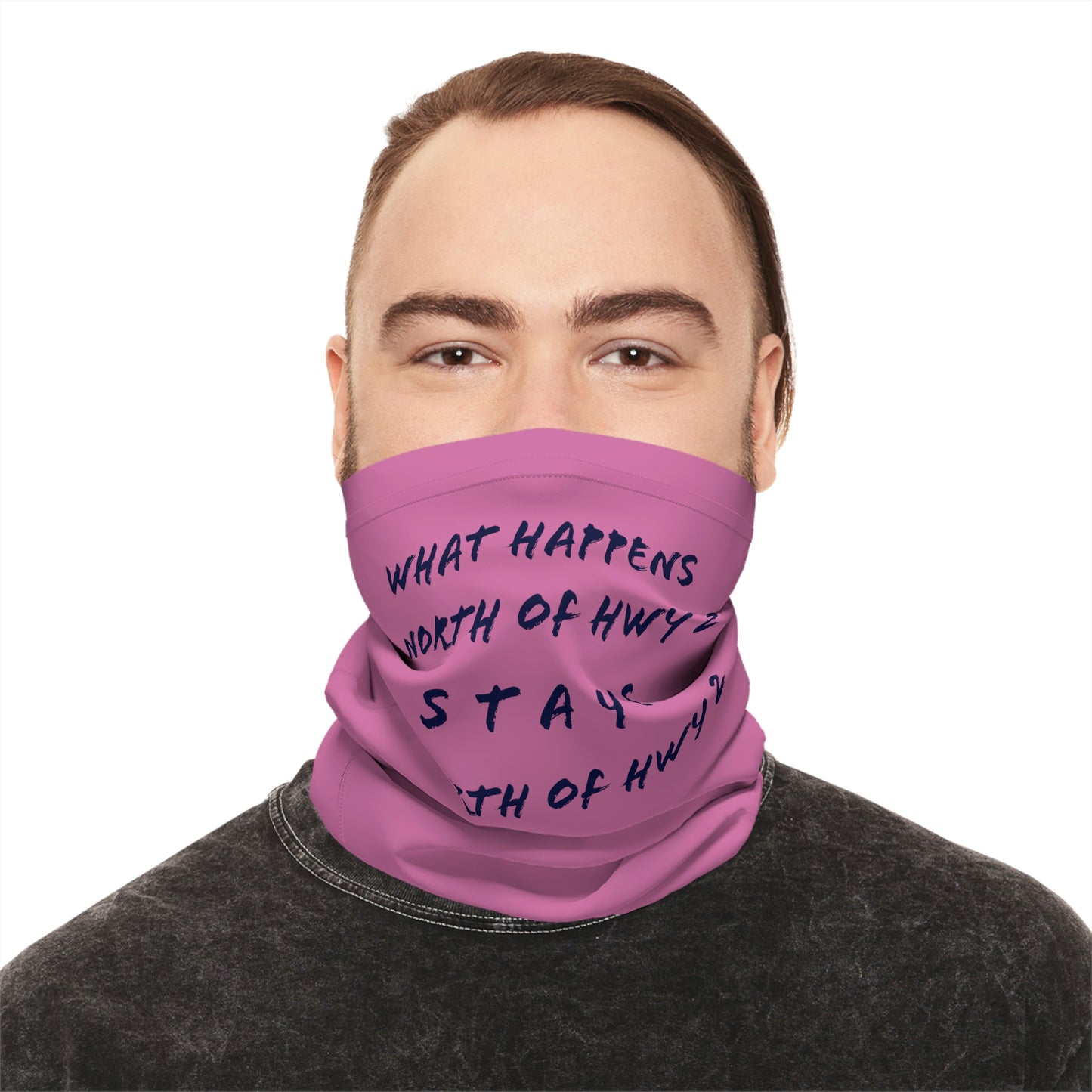 Summer Weather - North of Hwy 2- Fishing / Boating Lightweight Neck Gaiter - Pink