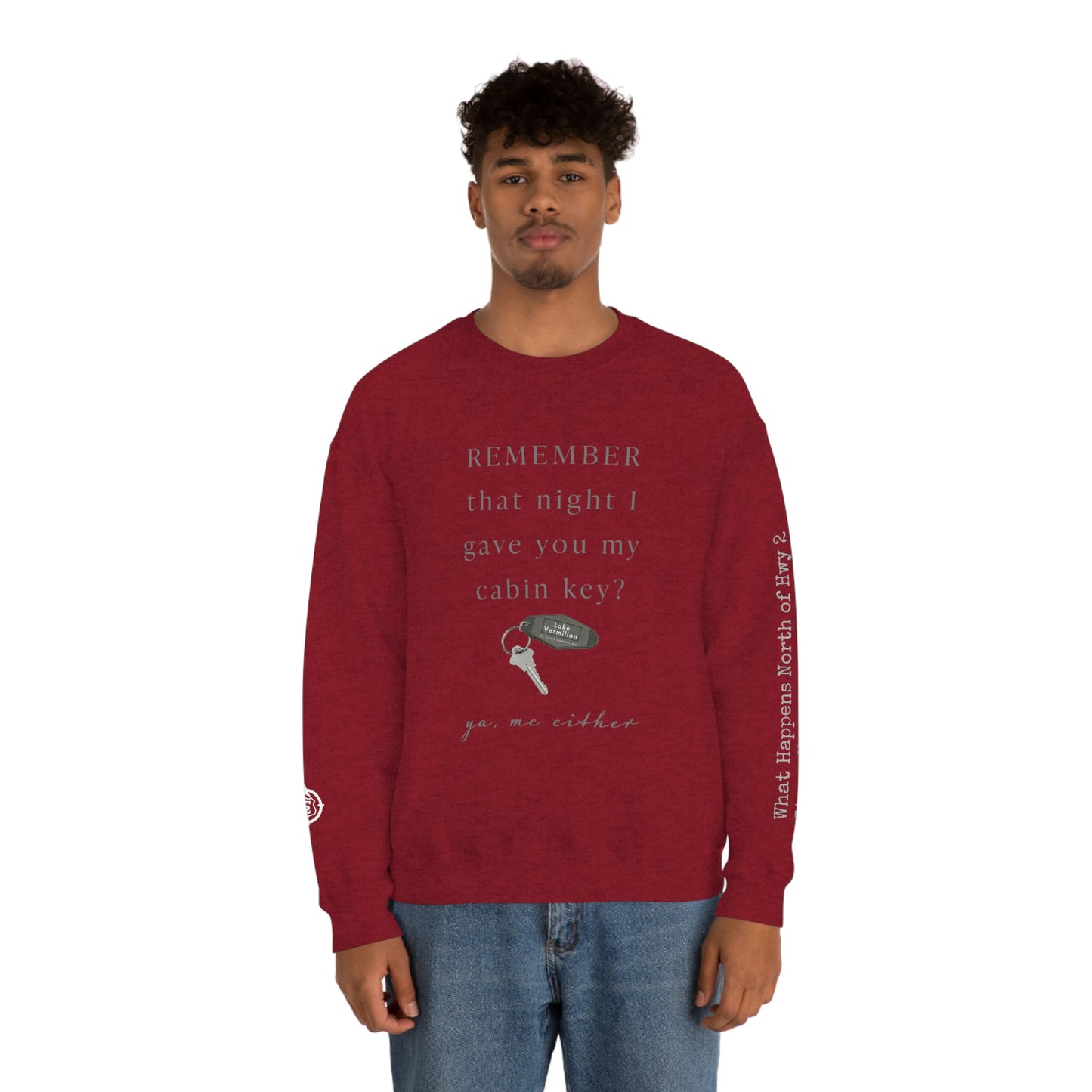 Remember That Night - Cabin Key - Lake Vermilion - North of Hwy 2 - Unisex Heavy Blend™ Crewneck Sweatshirt