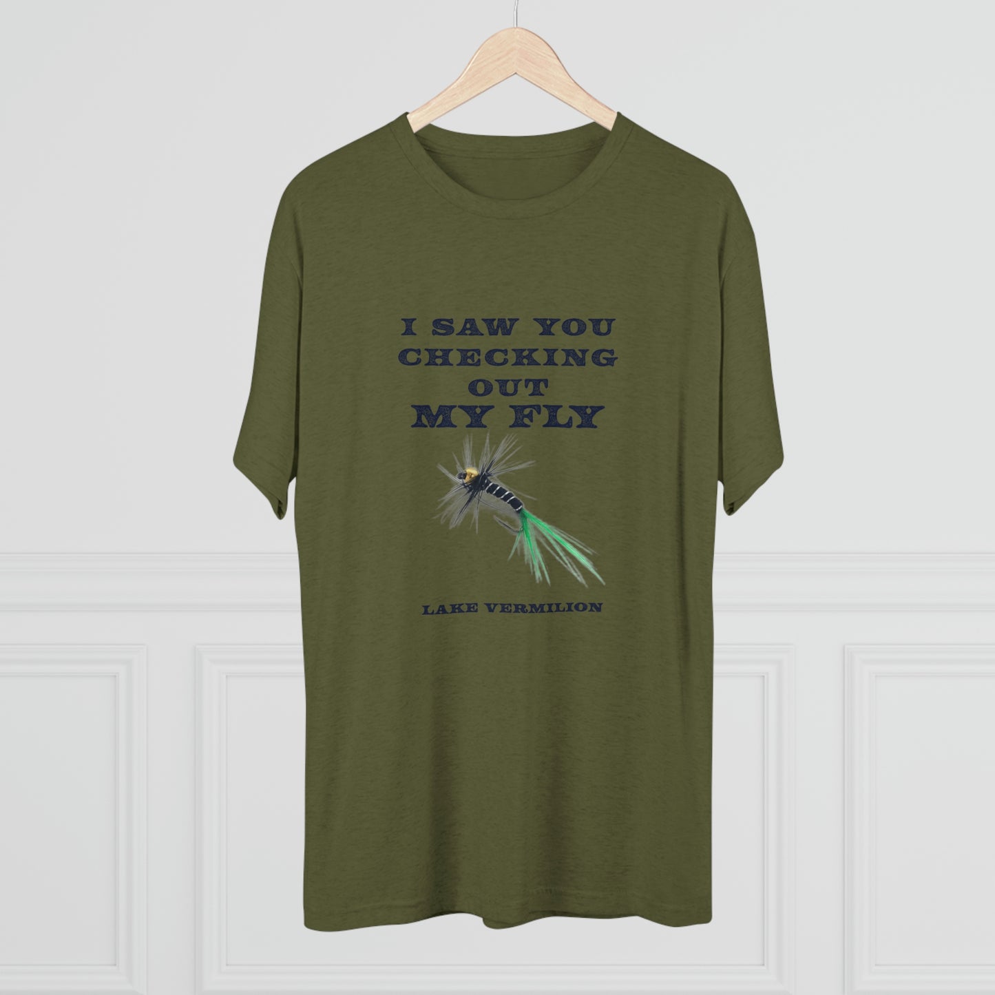 Checking Out My Fly - Lake Vermilion Fishing - Unisex Tri-Blend Crew Tee