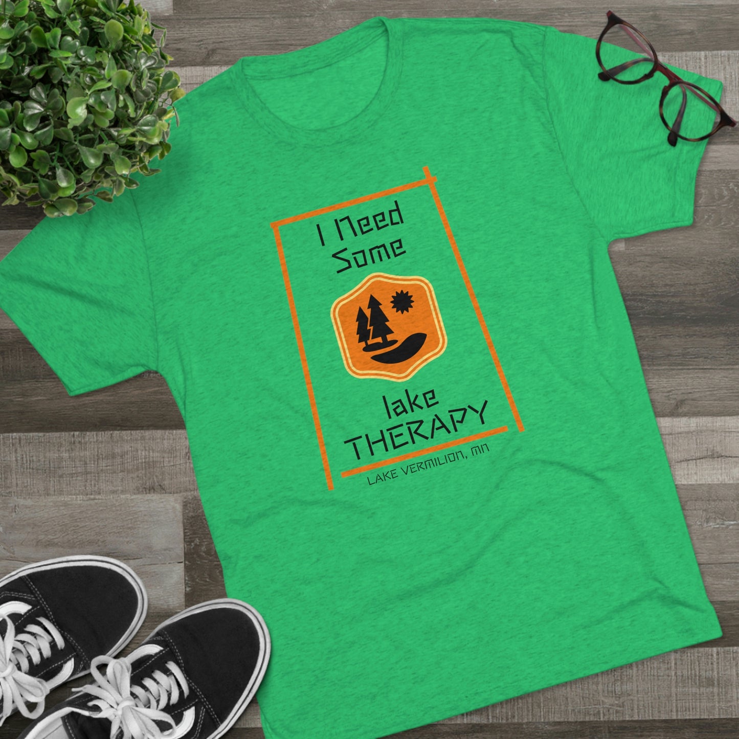 Lake Therapy - Orange Accents - Lake Vermilion - Unisex Tri-Blend Crew Tee
