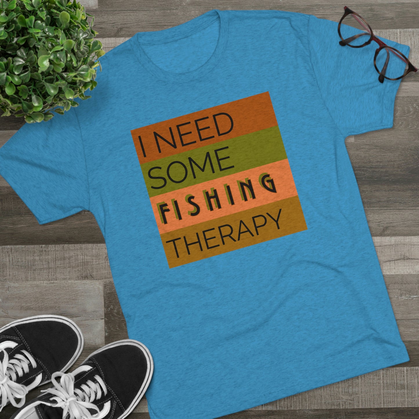 Fishing Therapy - Unisex Tri-Blend Crew Tee