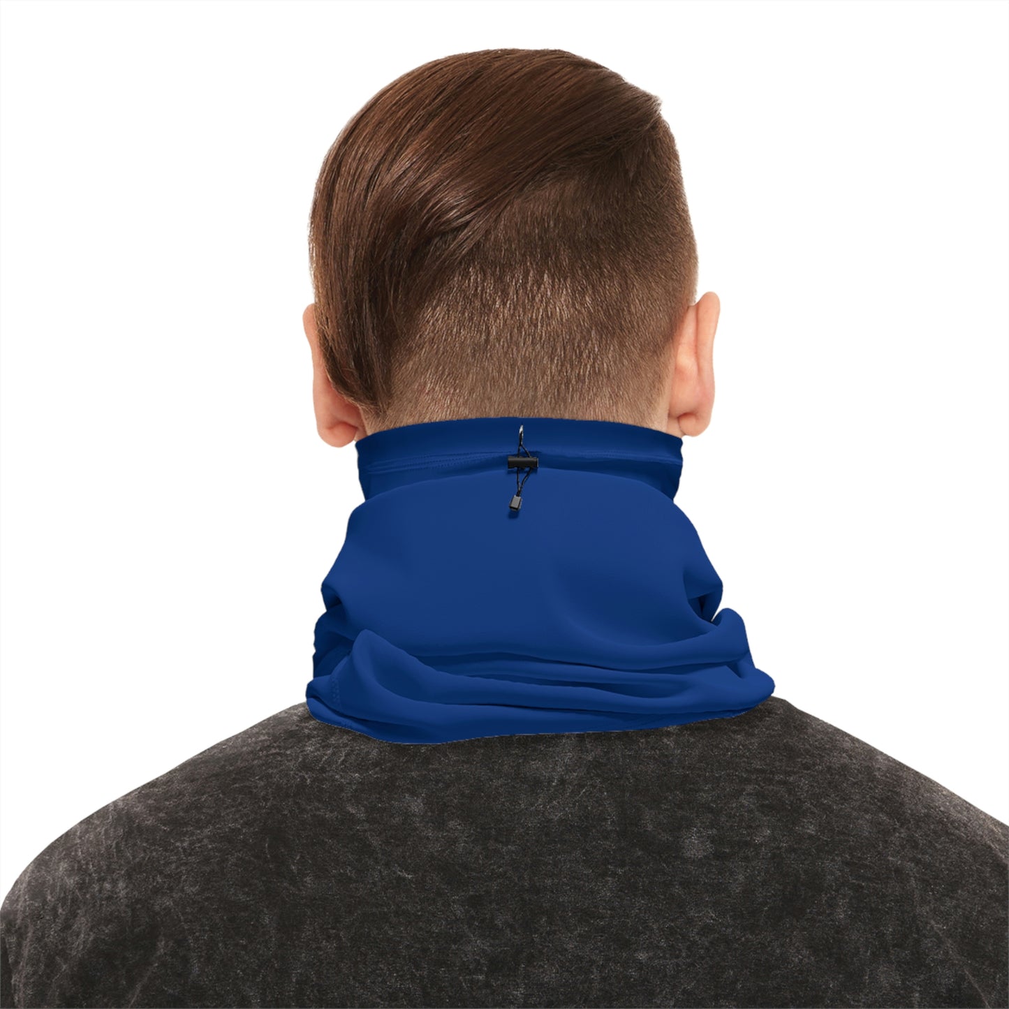 Cool Weather  - North of Hwy 2 - Pattern - Fishing / Snowmobiling Winter Neck Gaiter With Drawstring - Dark Blue