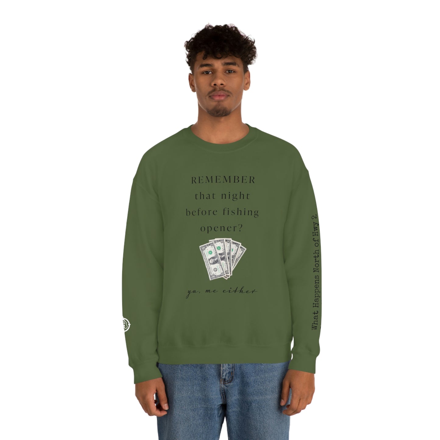Remember That Night - Fishing Opener $$ -  North of Hwy 2 - Unisex Heavy Blend™ Crewneck Sweatshirt - FishingTheme