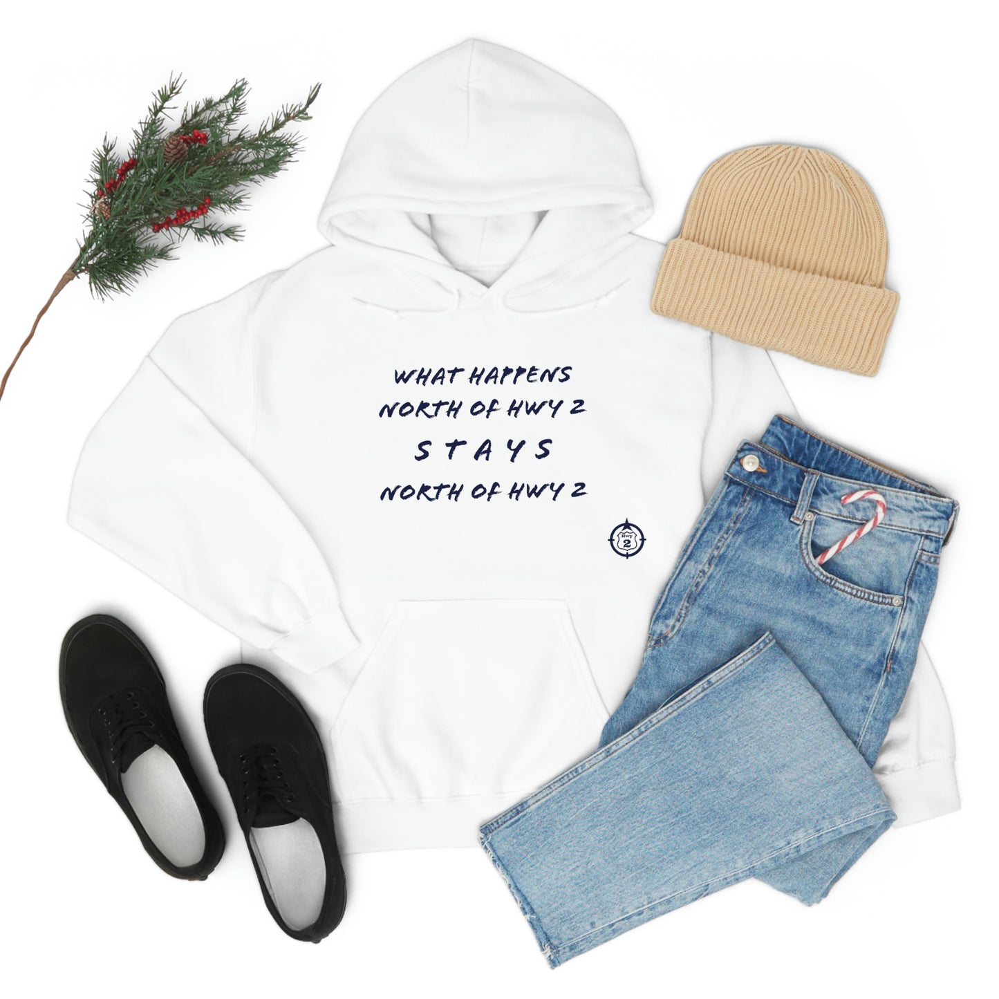 What Happens North of Hwy 2 Stays North of Hwy 2 - Unisex Heavy Blend™ Hooded Sweatshirt