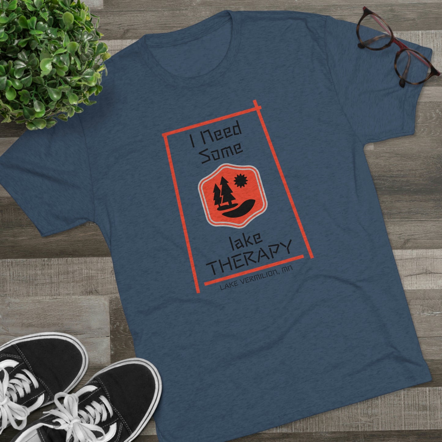 Lake Therapy - Red Accents - Lake Vermilion - Unisex Tri-Blend Crew Tee