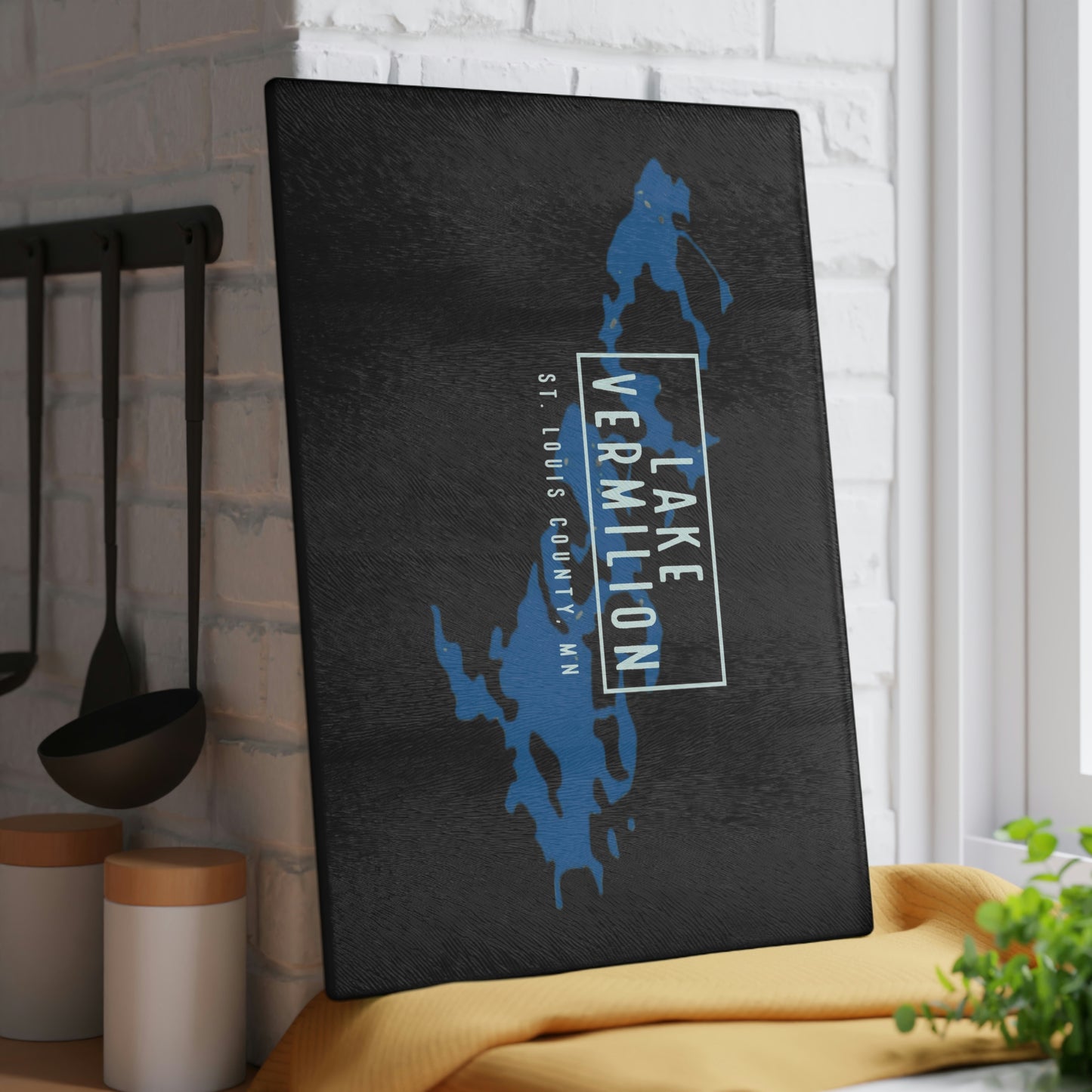 Lake Vermilion - black backed - Glass Cutting Board