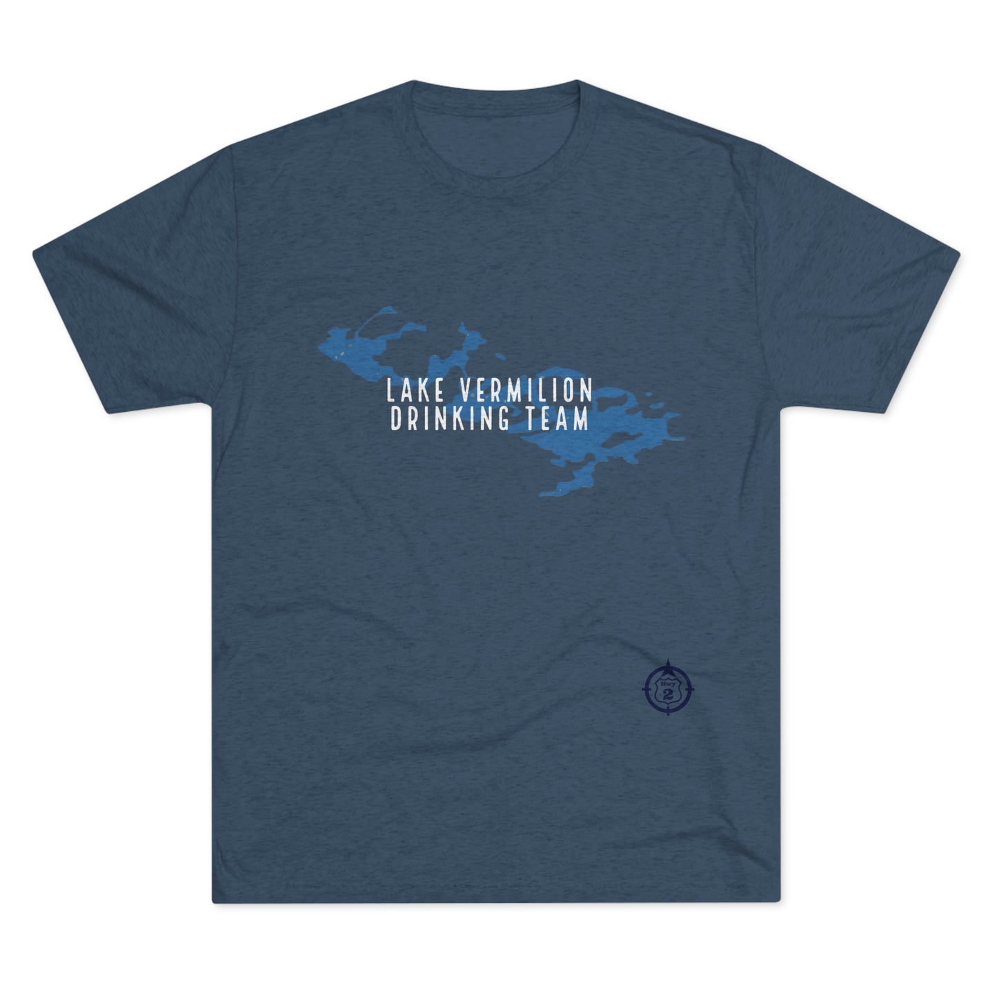 Lake Vermilion - Drinking Team - Lake Image - White Graphic - Unisex Tri-Blend Crew Tee