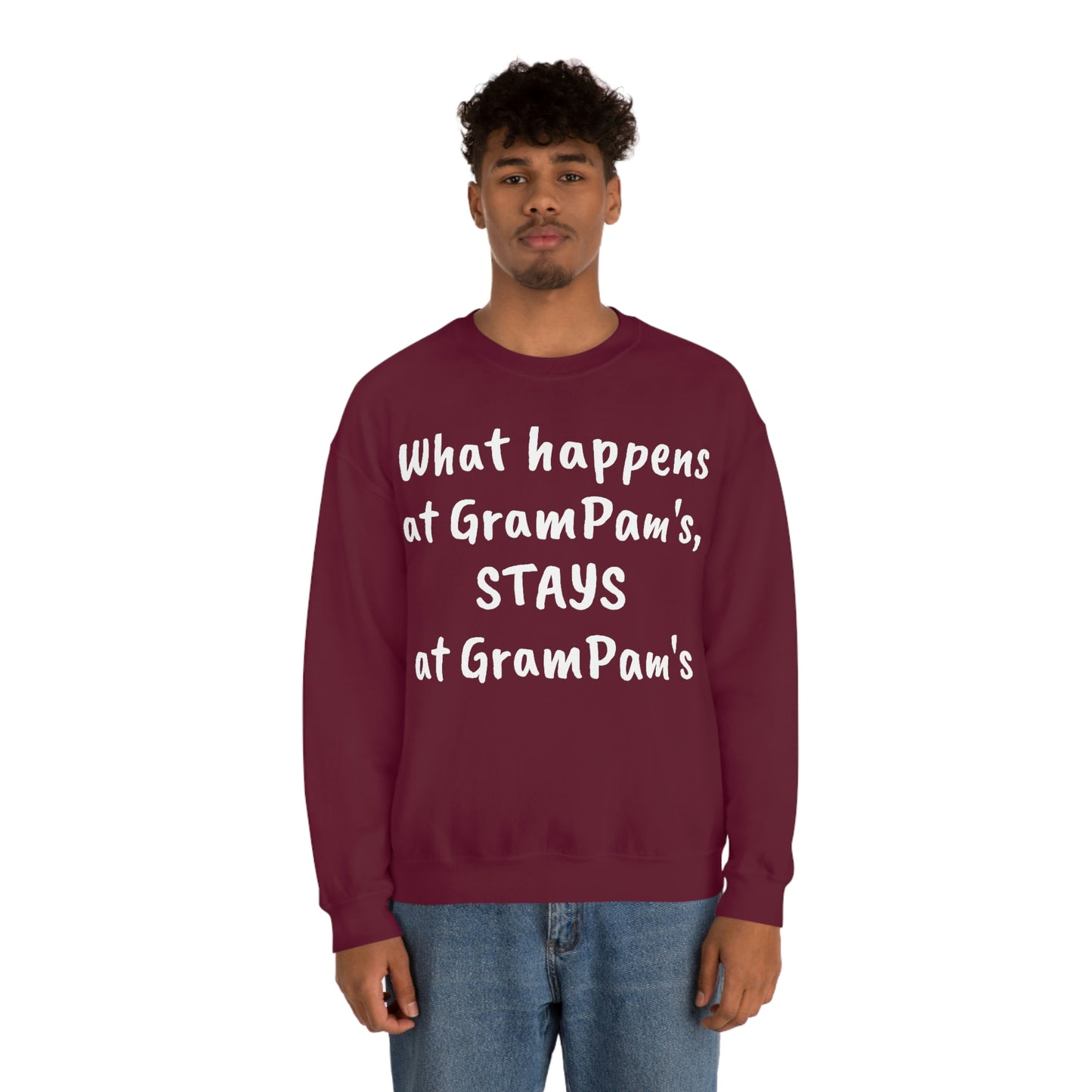 What happens at GramPam's, STAYS at GramPam's - Unisex Heavy Blend™ Crewneck Sweatshirt