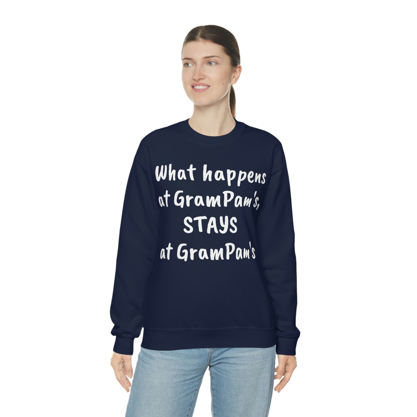 What happens at GramPam's, STAYS at GramPam's - Unisex Heavy Blend™ Crewneck Sweatshirt