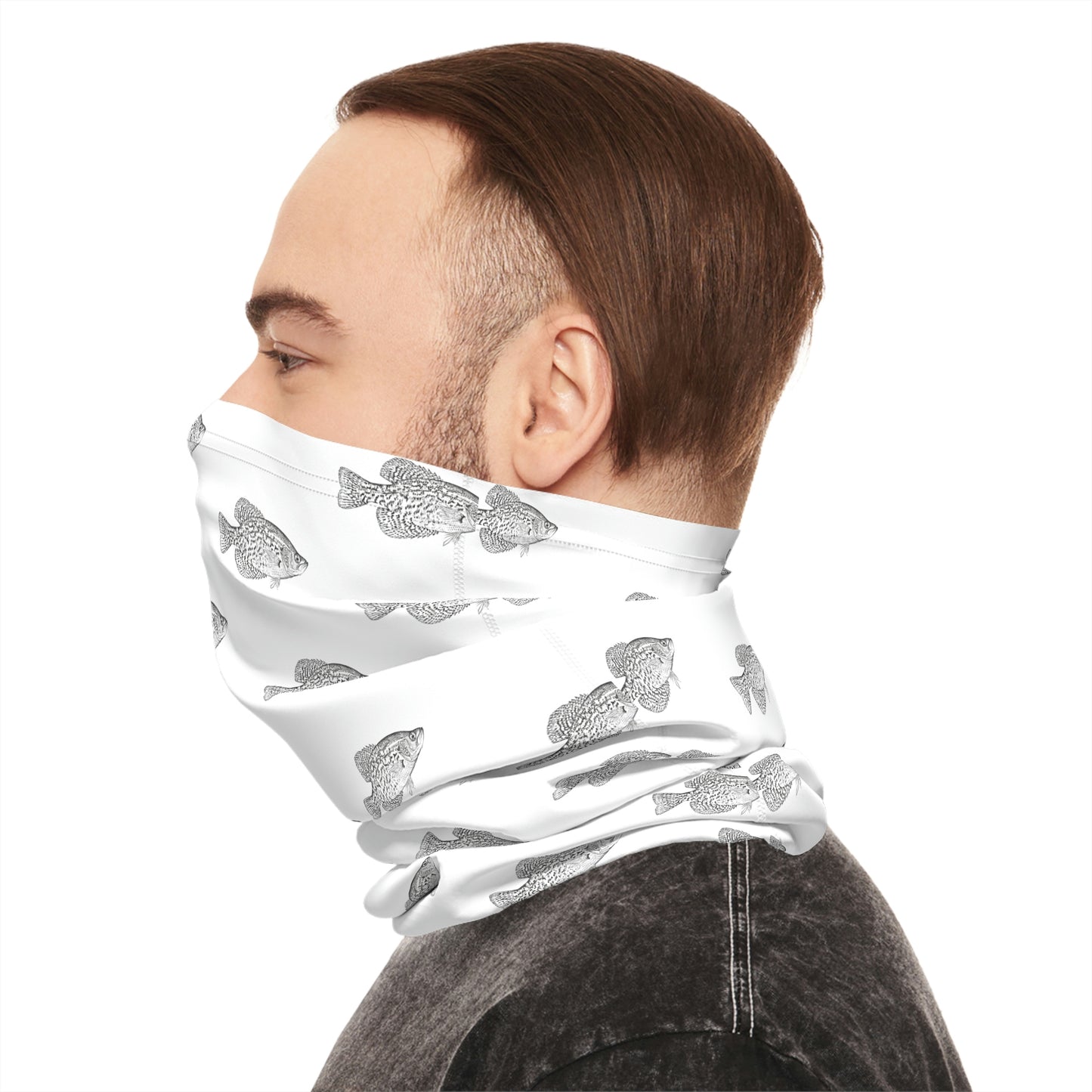 Summer Weather  - Crappie - Pattern - Fishing / Boating Lightweight Neck Gaiter - White