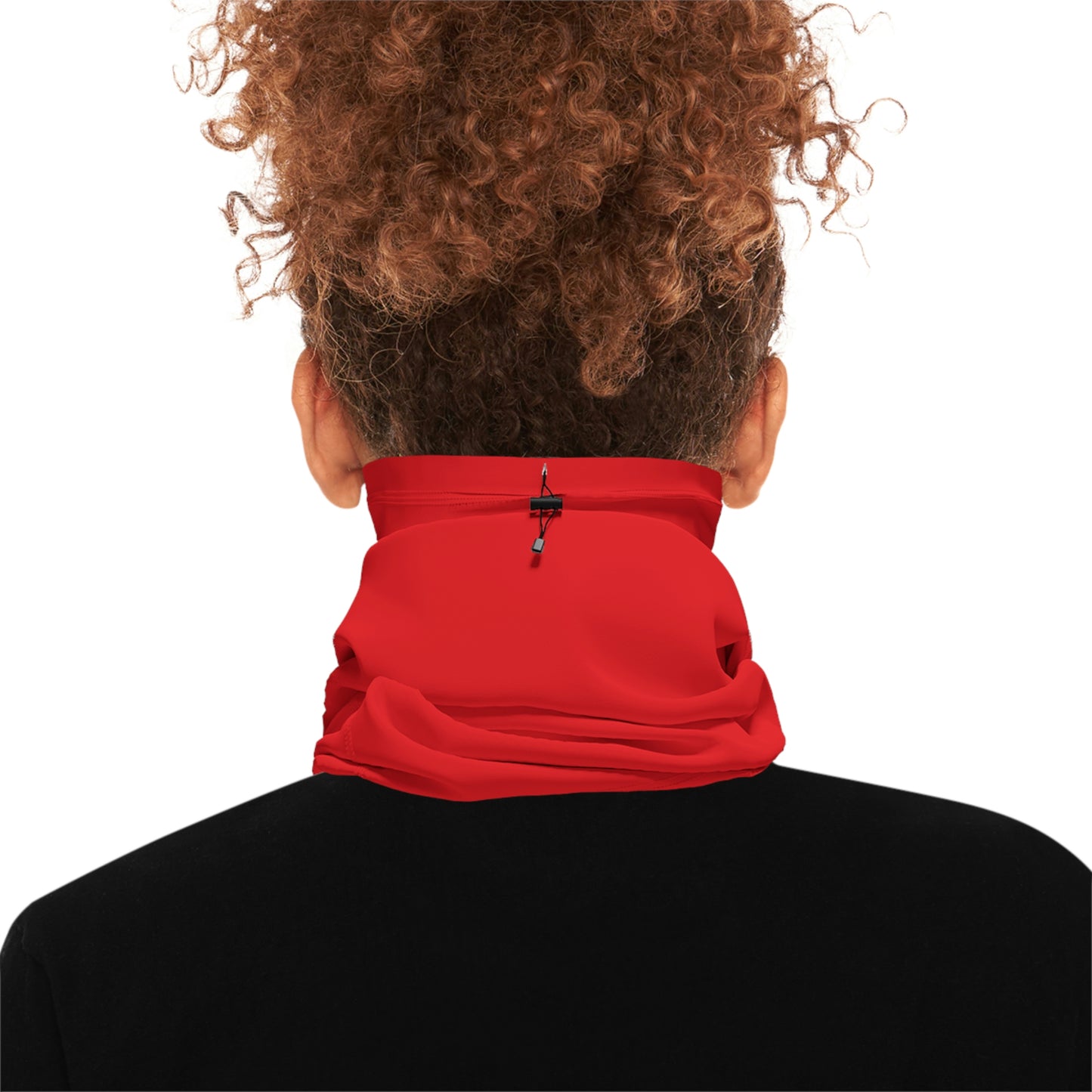 Cool Weather  - North of Hwy 2 - Pattern - Fishing / Snowmobiling Winter Neck Gaiter With Drawstring - Red