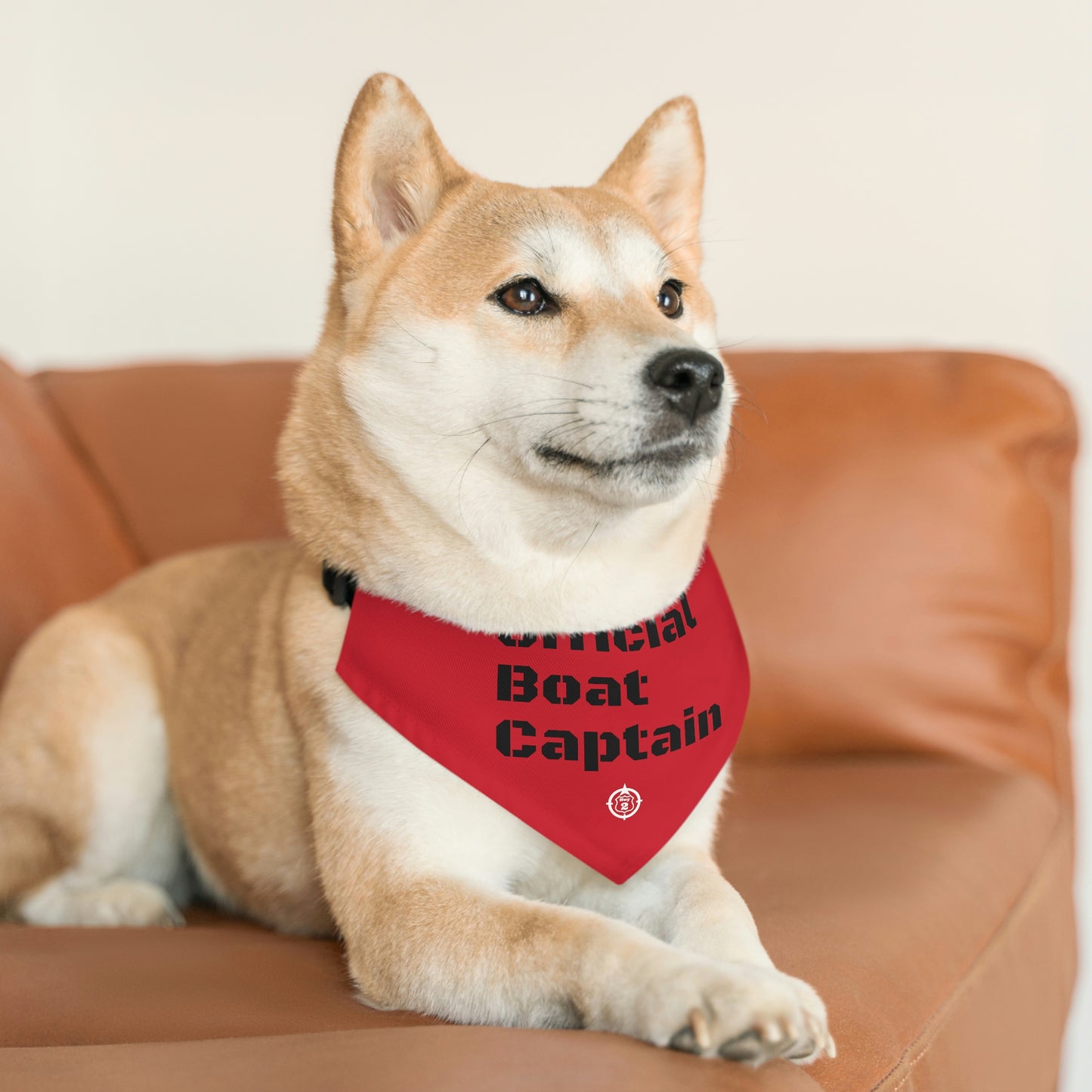 Official Boat Captain - Lake / Fishing / Cabin - Pet Bandana Collar - Dark Red