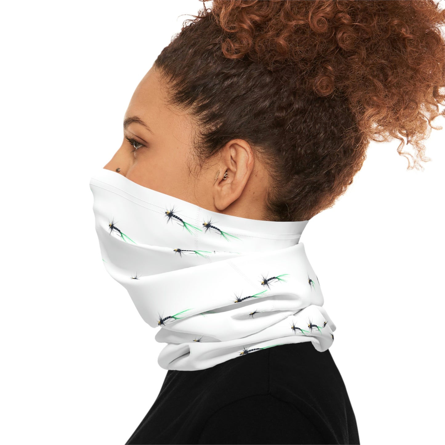 Summer Weather  - Fishing Lure - Fly - Pattern - Fishing / Boating Lightweight Neck Gaiter - White