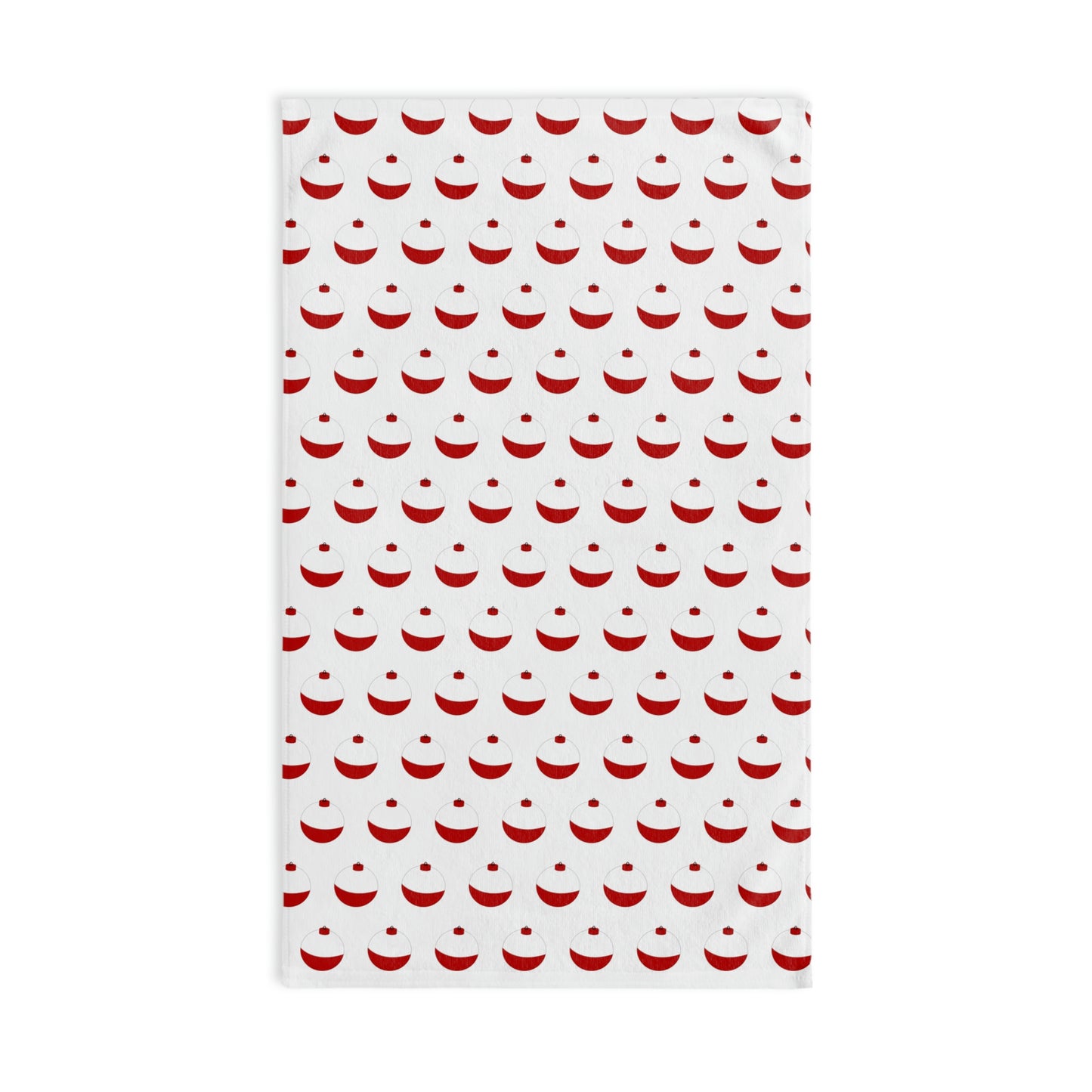 Traditional Red & White Bobber - Patttern - Hand Towel