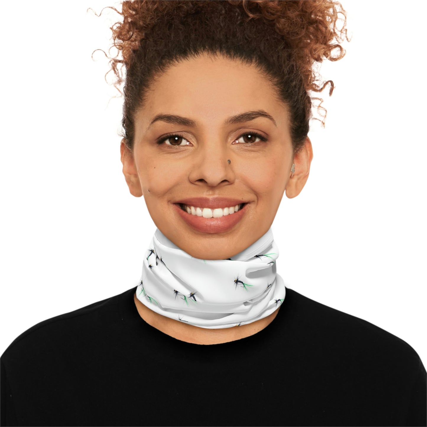 Summer Weather  - Fishing Lure - Fly - Pattern - Fishing / Boating Lightweight Neck Gaiter - White