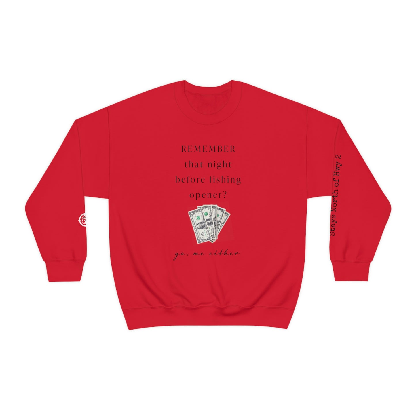 Remember That Night - Fishing Opener $$ -  North of Hwy 2 - Unisex Heavy Blend™ Crewneck Sweatshirt - FishingTheme