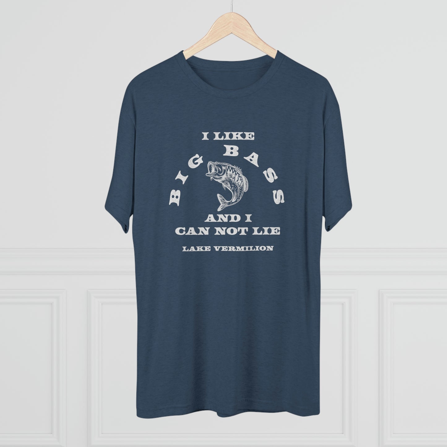 Big Bass - Lake Vermilion - White Graphic - Unisex Tri-Blend Crew Tee