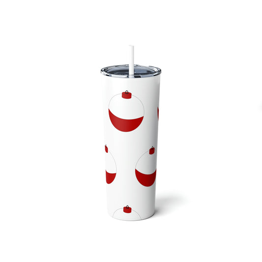 Traditional Red & White Bobber - Skinny Steel Tumbler with Straw, 20oz