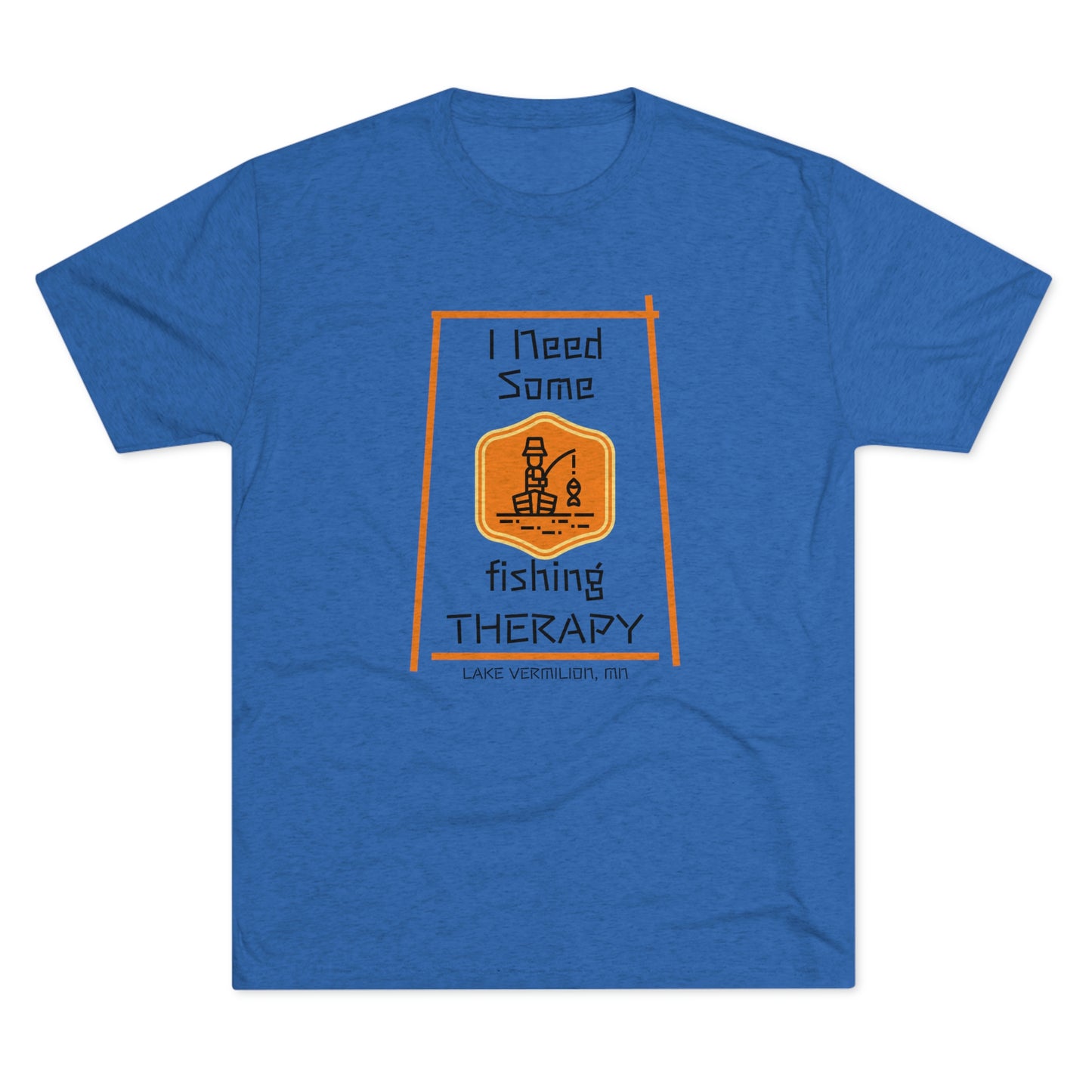Fishing Therapy - Orange Accents - Lake Vermilion - Unisex Tri-Blend Crew Tee